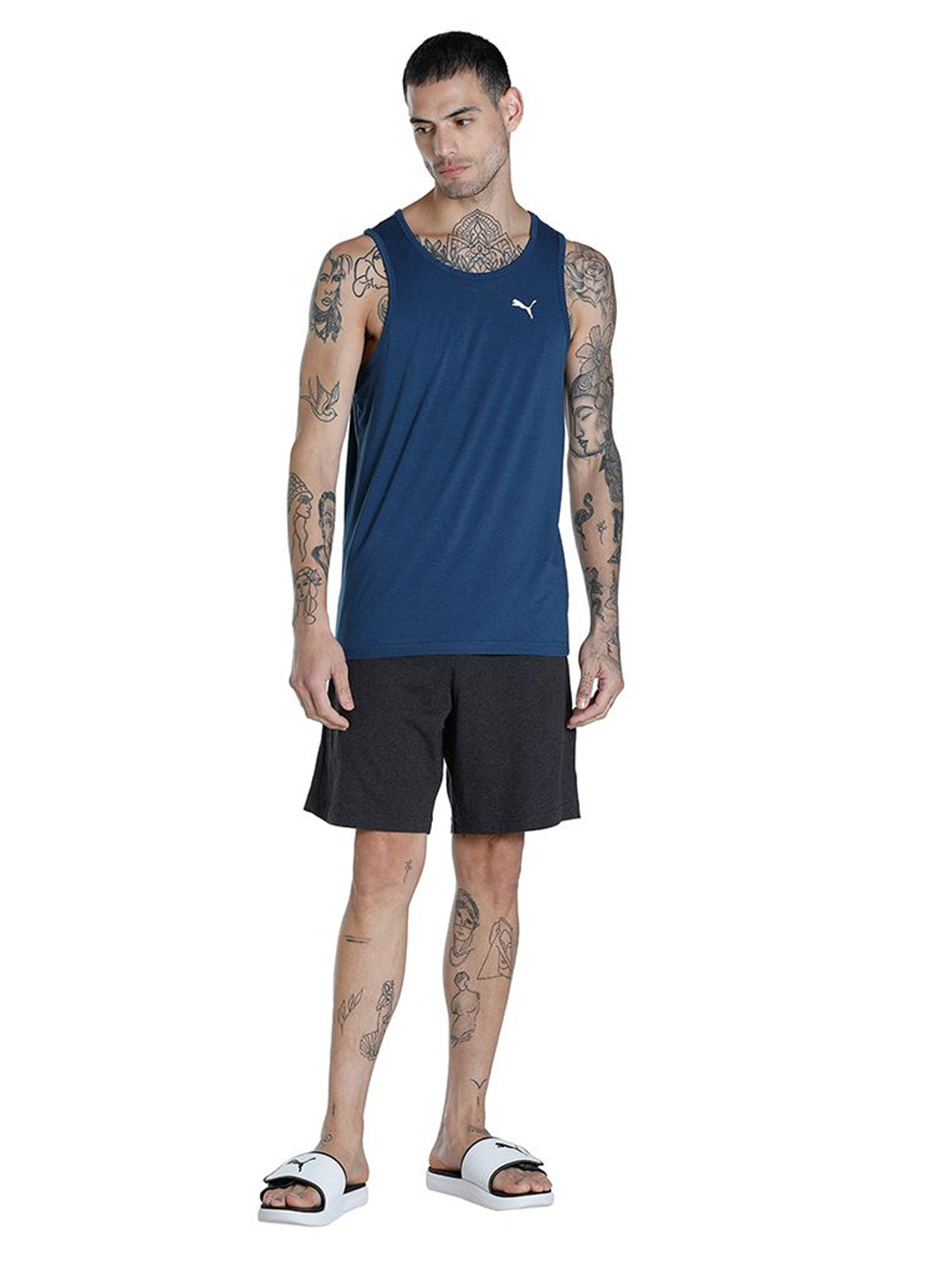 Puma Men Dark Denim Printed Premium Soft Touch Tank Pack of 1 (5)