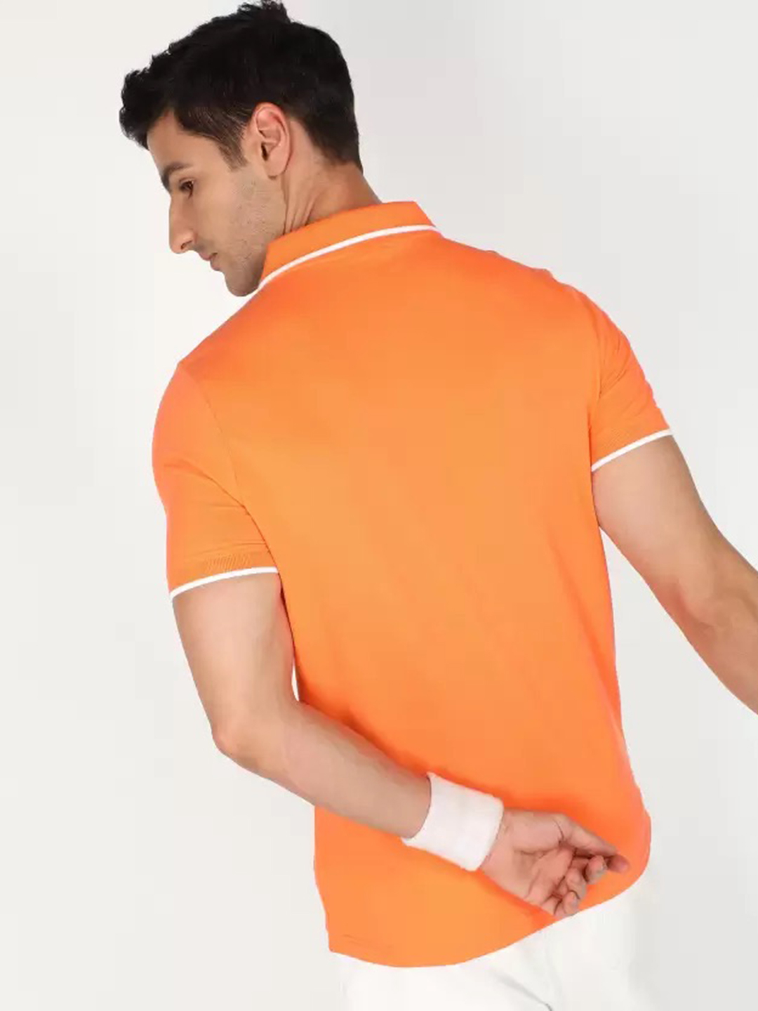Puma Men Deep Apricot Tipping Polo Collar Half Sleeves T-Shirt (4)