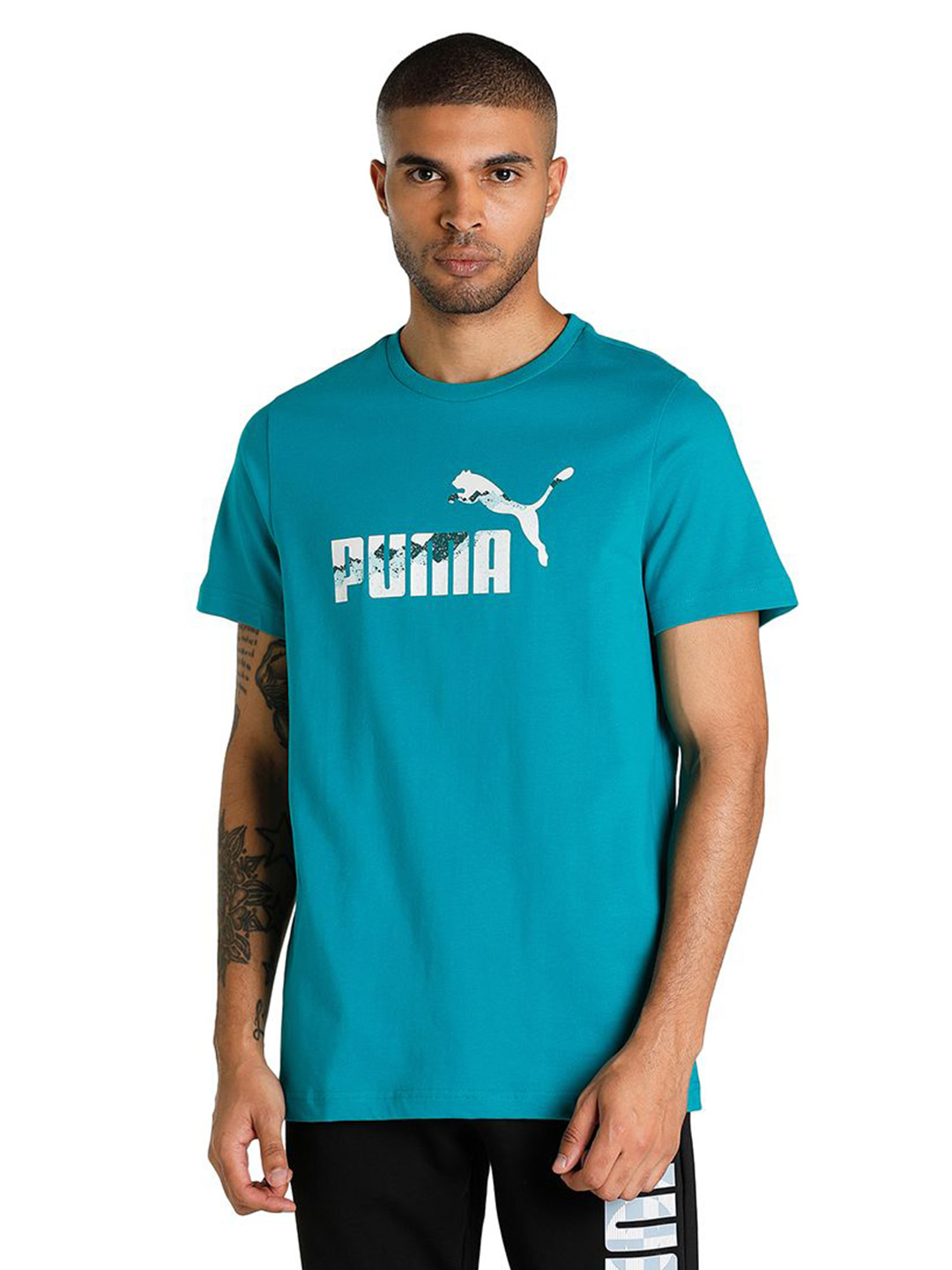 Puma Men Deep Aqua Printed Graphic T-Shirt (1)