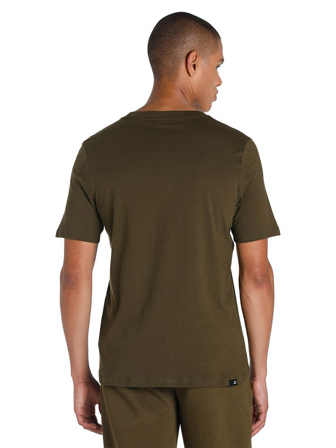 Puma Men Deep Olive Printed Classics Logo Metallic T-Shirt (3)