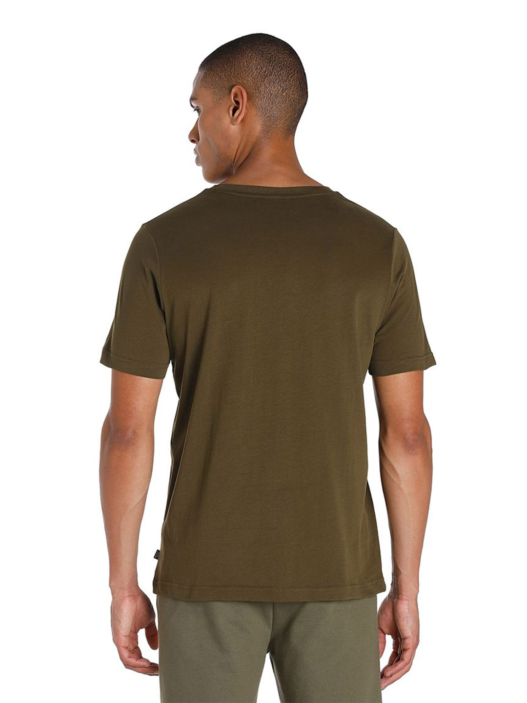Puma Men Deep Olive Printed Essentials Elevated T-Shirt (3)