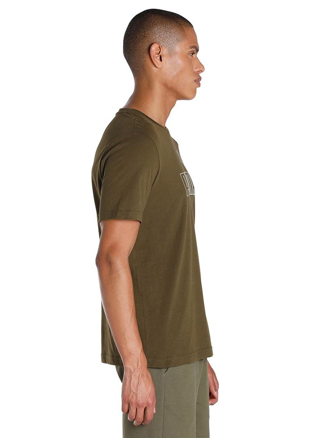 Puma Men Deep Olive Printed Essentials Elevated T-Shirt (2)