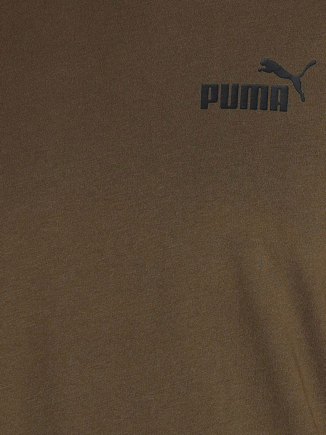 Puma Men Deep Olive Printed Essentials Small Logo Regular Fit T-shirt (6)