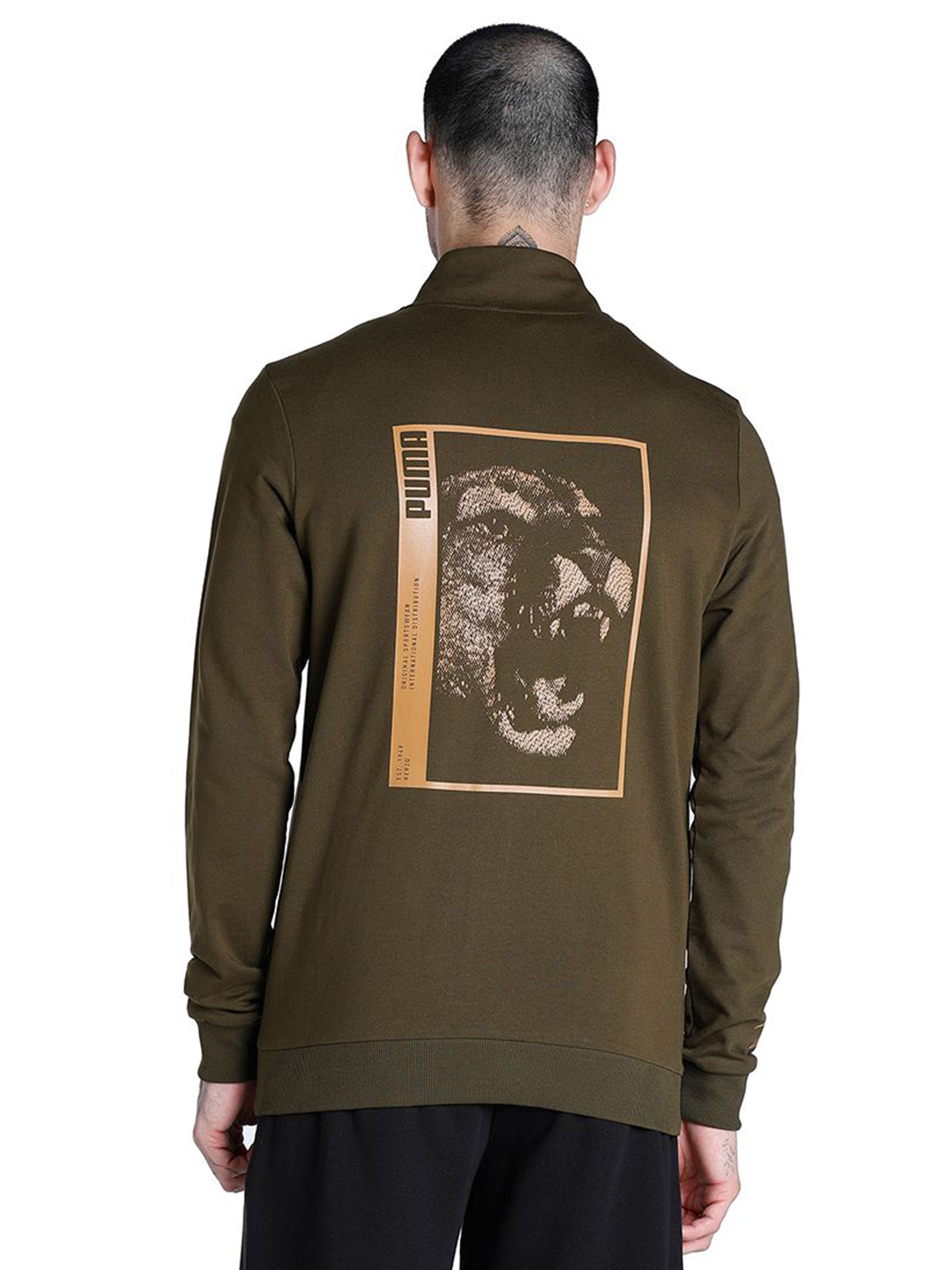 Puma Men Deep Olive Printed PUMA x 1DER KL Rahul Graphic Jacket (3)
