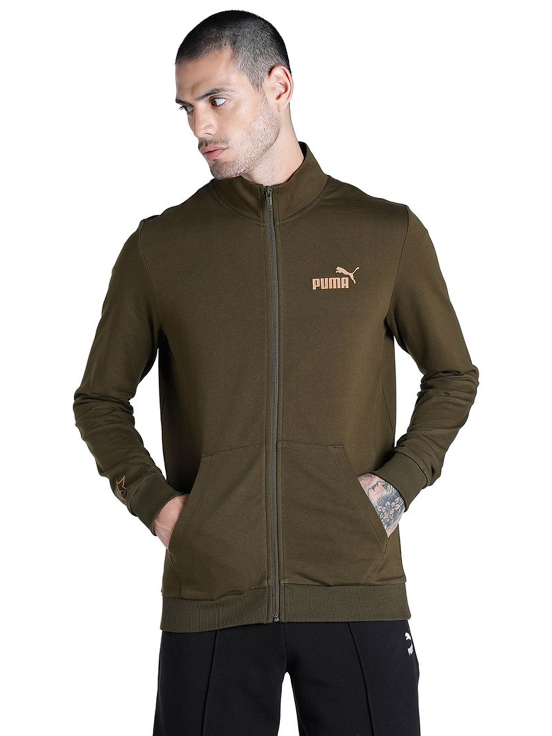 Men Deep Olive Printed PUMA x 1DER KL Rahul Graphic Jacket