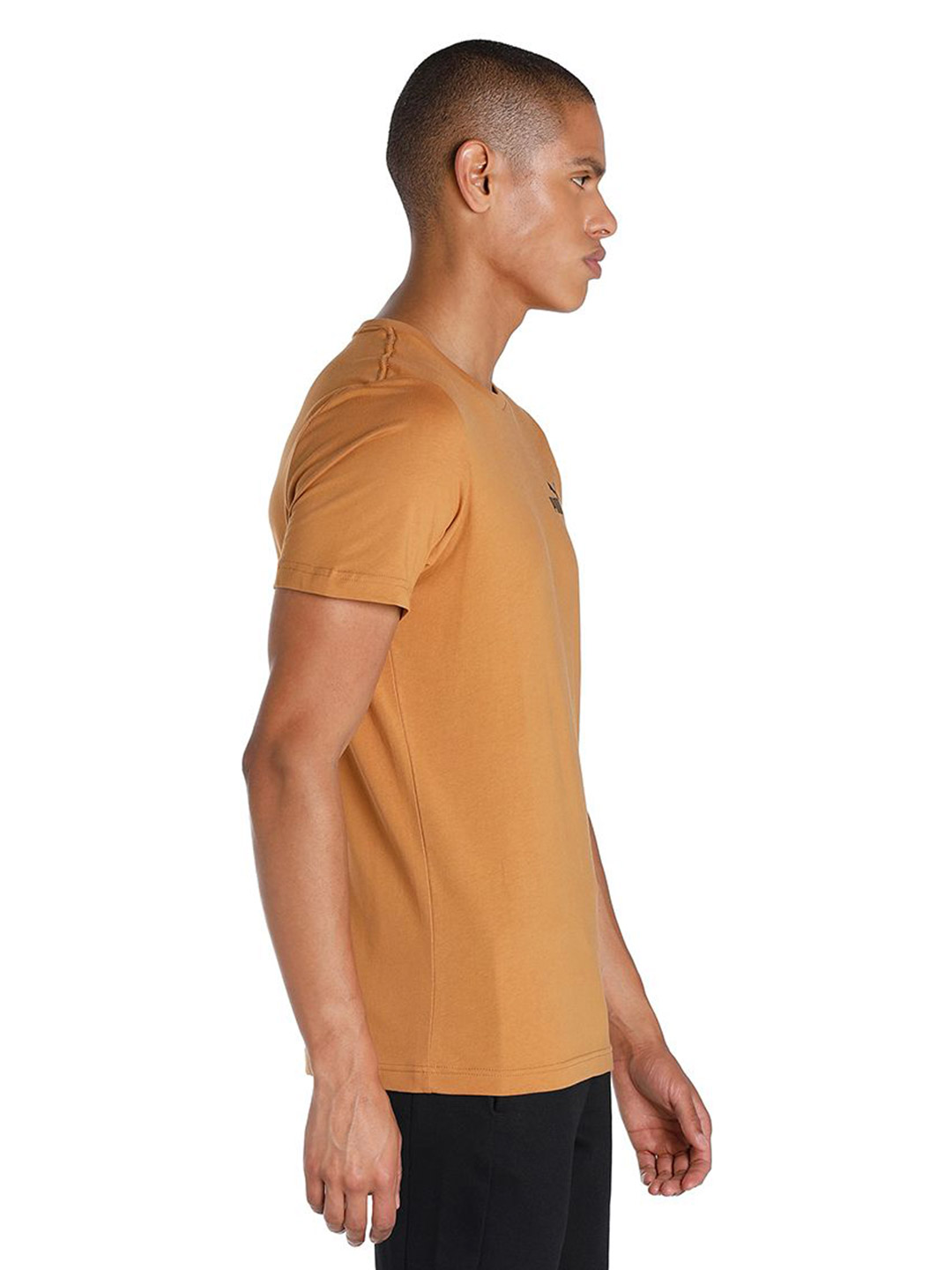 Puma Men Desert Tan Printed Essentials Small Logo Regular Fit T-shirt (4)