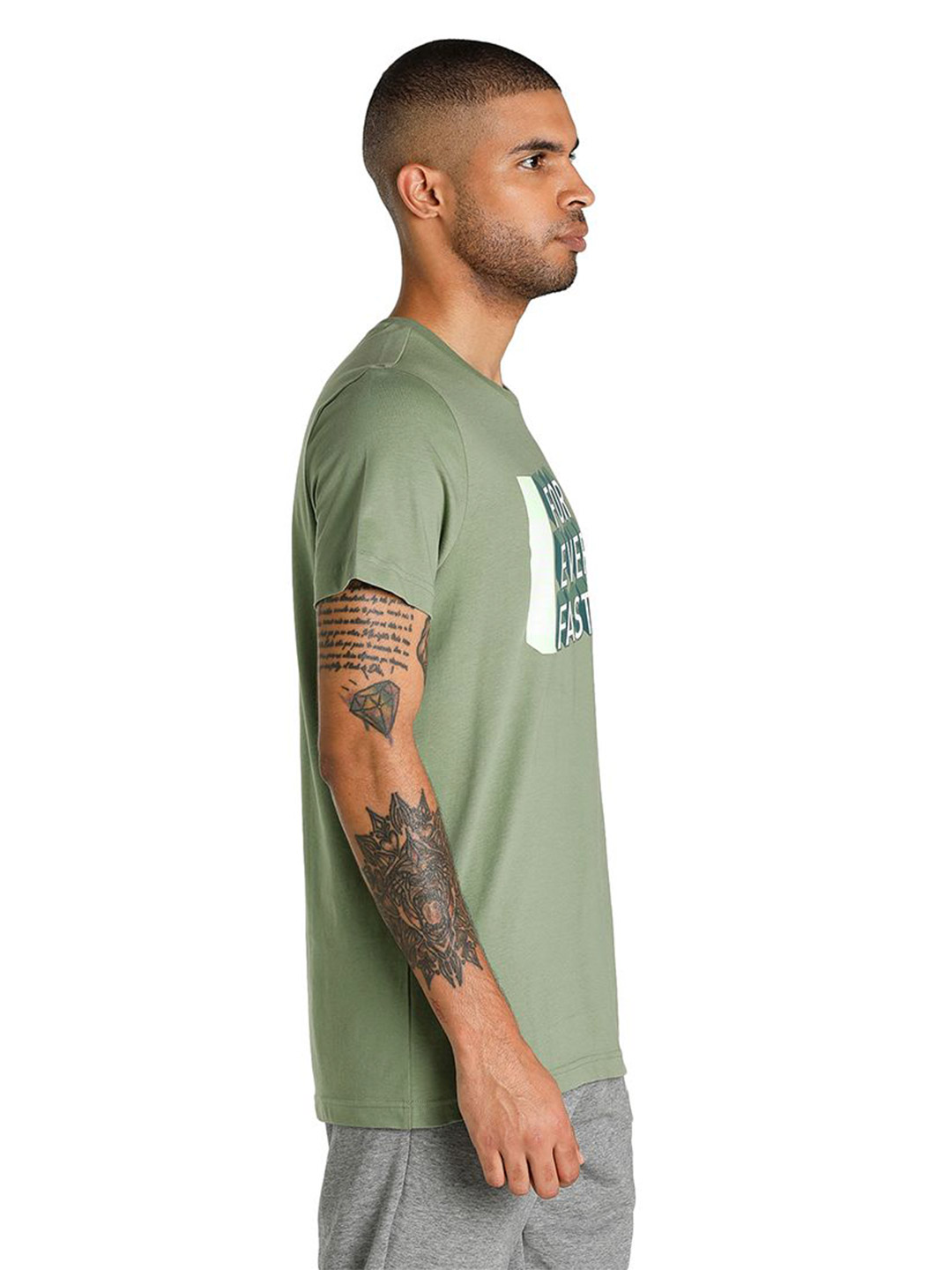 Puma Men Dusty Green Printed FF Graphic T-Shirt (5)