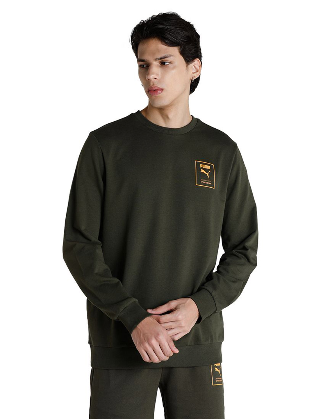 Puma Men Forest Night Printed PUMA Crew Sweat Shirt (1)