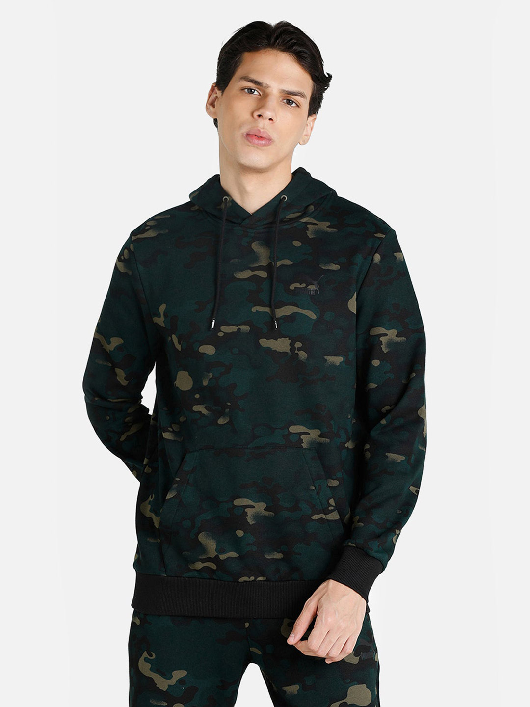 Puma Men Green Printed Classics Graphics Camo Aop Sweatshirts (1)