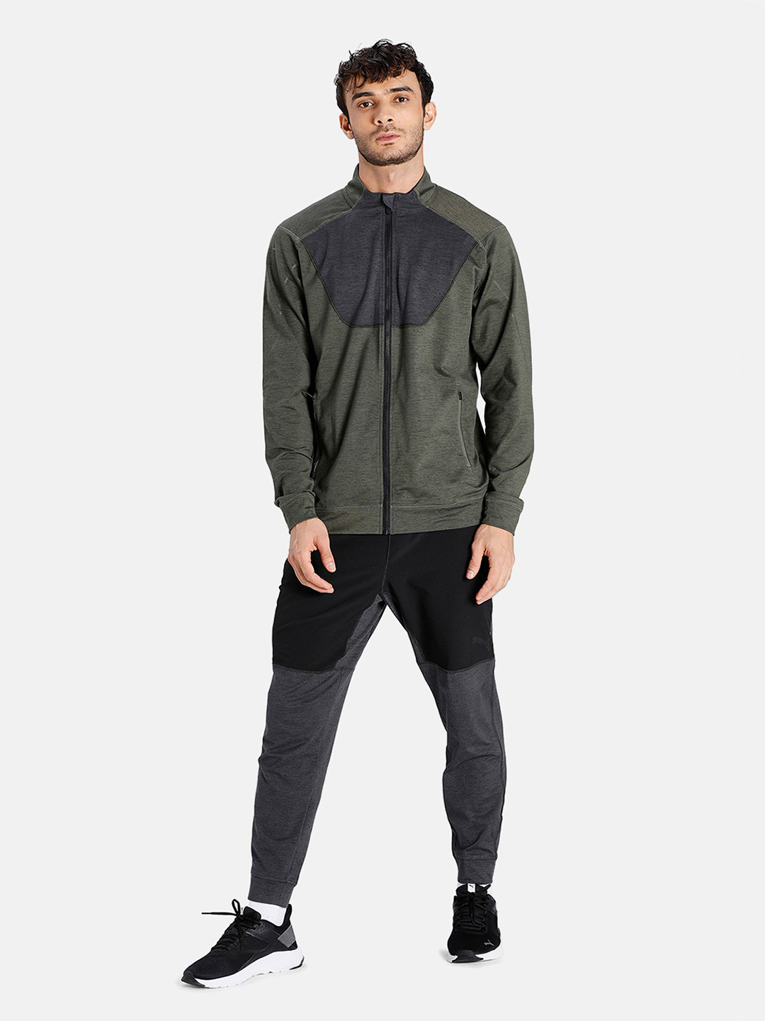 Puma Men Green Printed Train Cloudspun Full Zip Jackets (5)