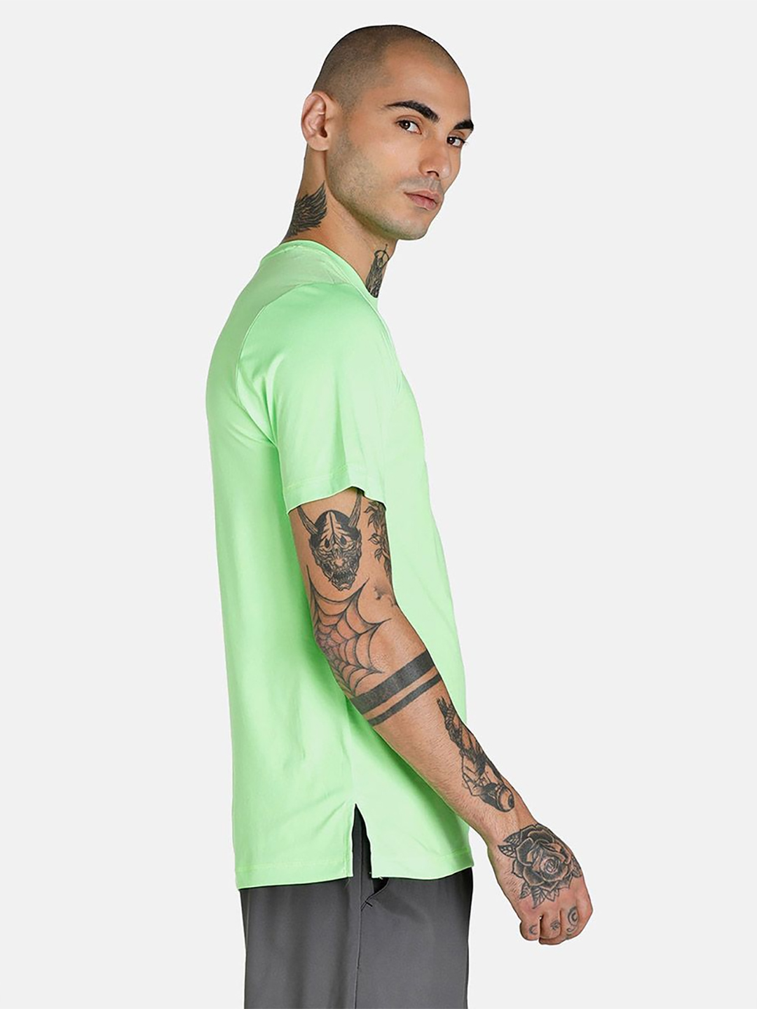 Puma Men Green Solid Run Favorite Heather T-Shirts (4)