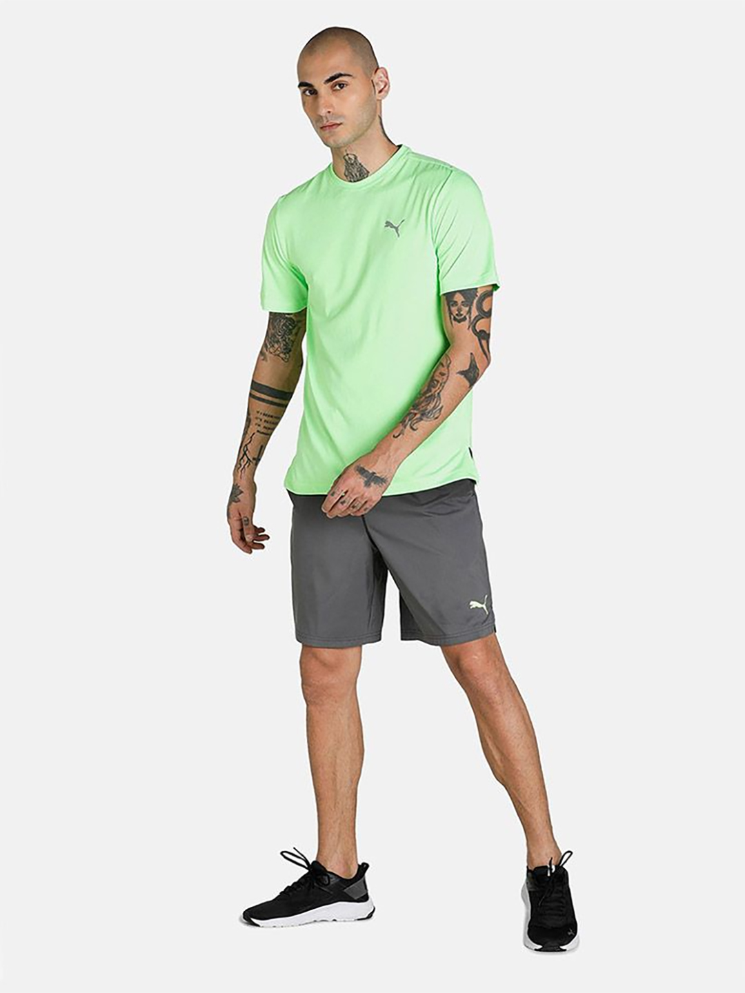 Puma Men Green Solid Run Favorite Heather T-Shirts (5)