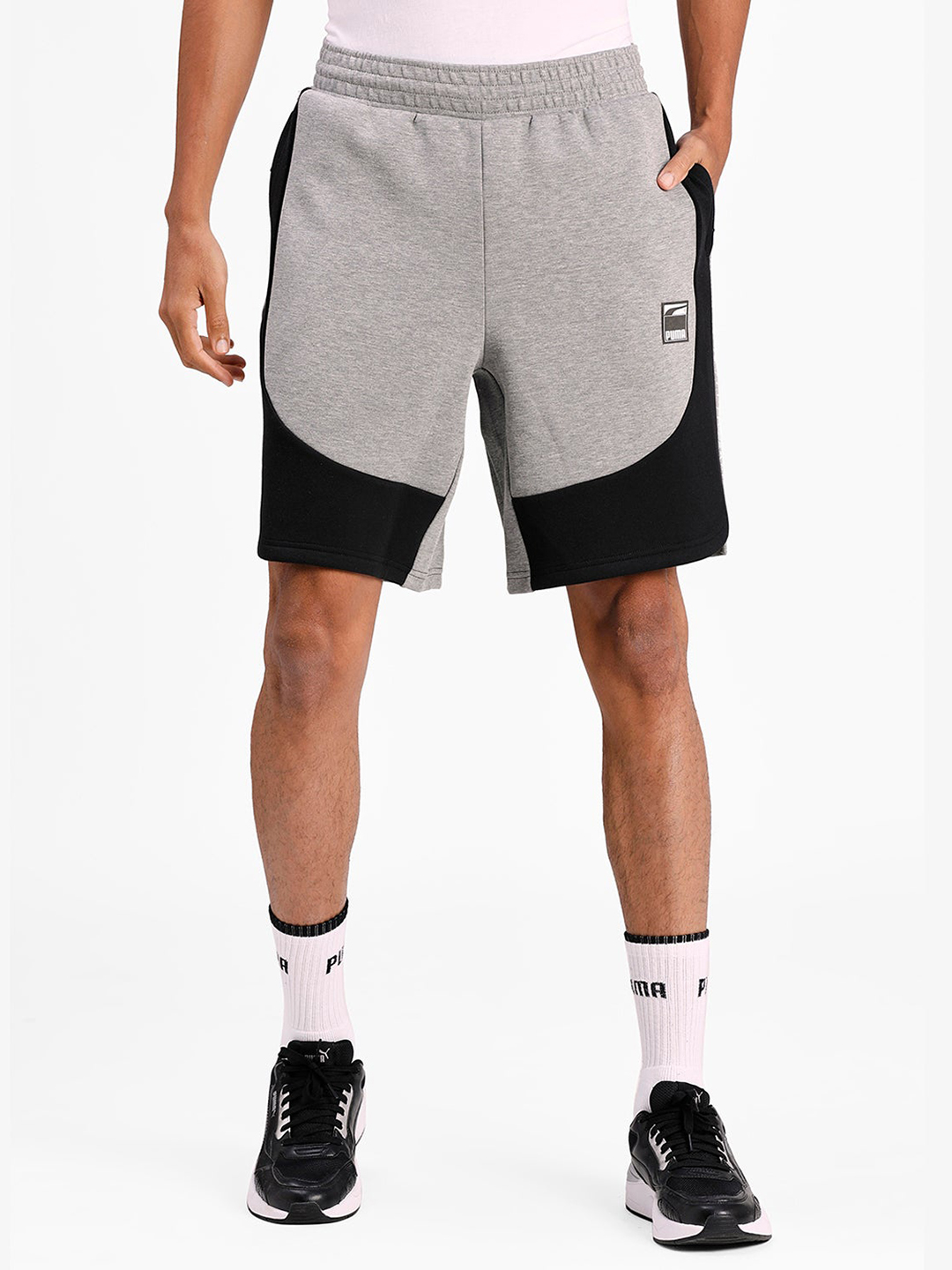 Men Grey & Black Dime Shorts