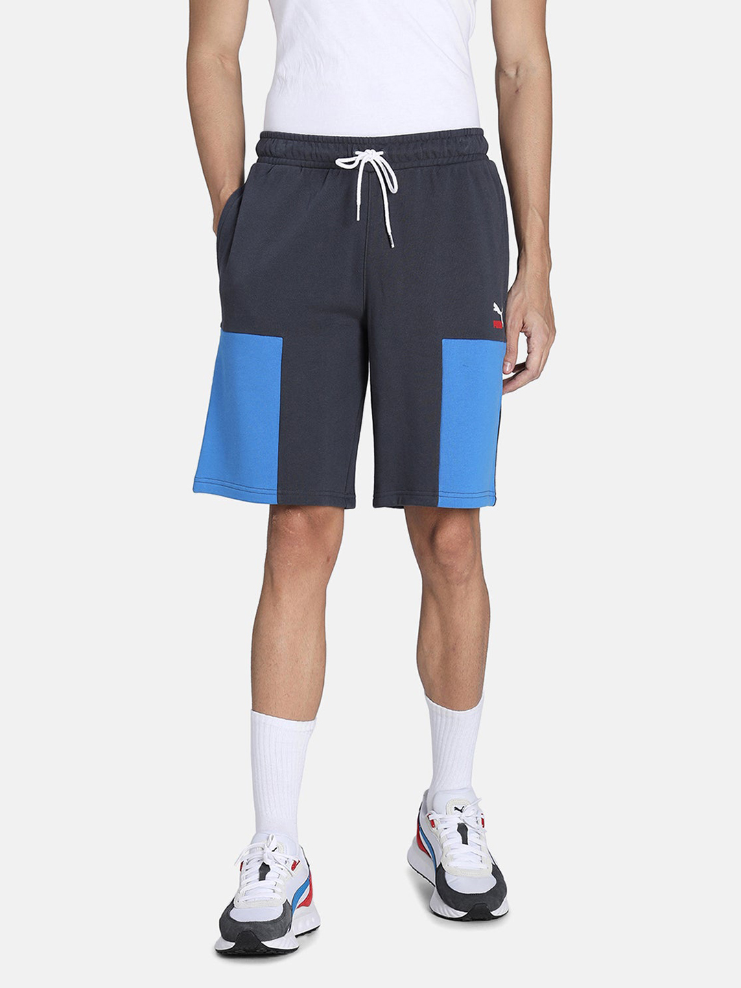 Men Grey & Blue Clsx Tr Shorts