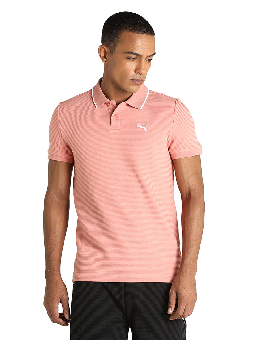 Puma Men Half Sleeves Rosette Ottoman Polo Collar T-Shirt (1)