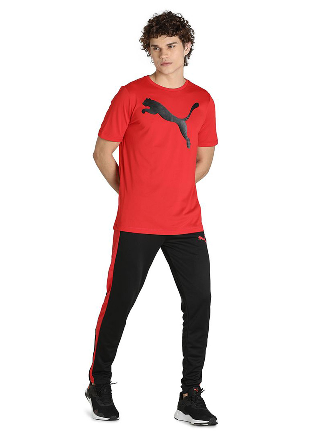 Puma Men High Risk Red Printed Active Big Logo Regular Fit T-shirt (5)