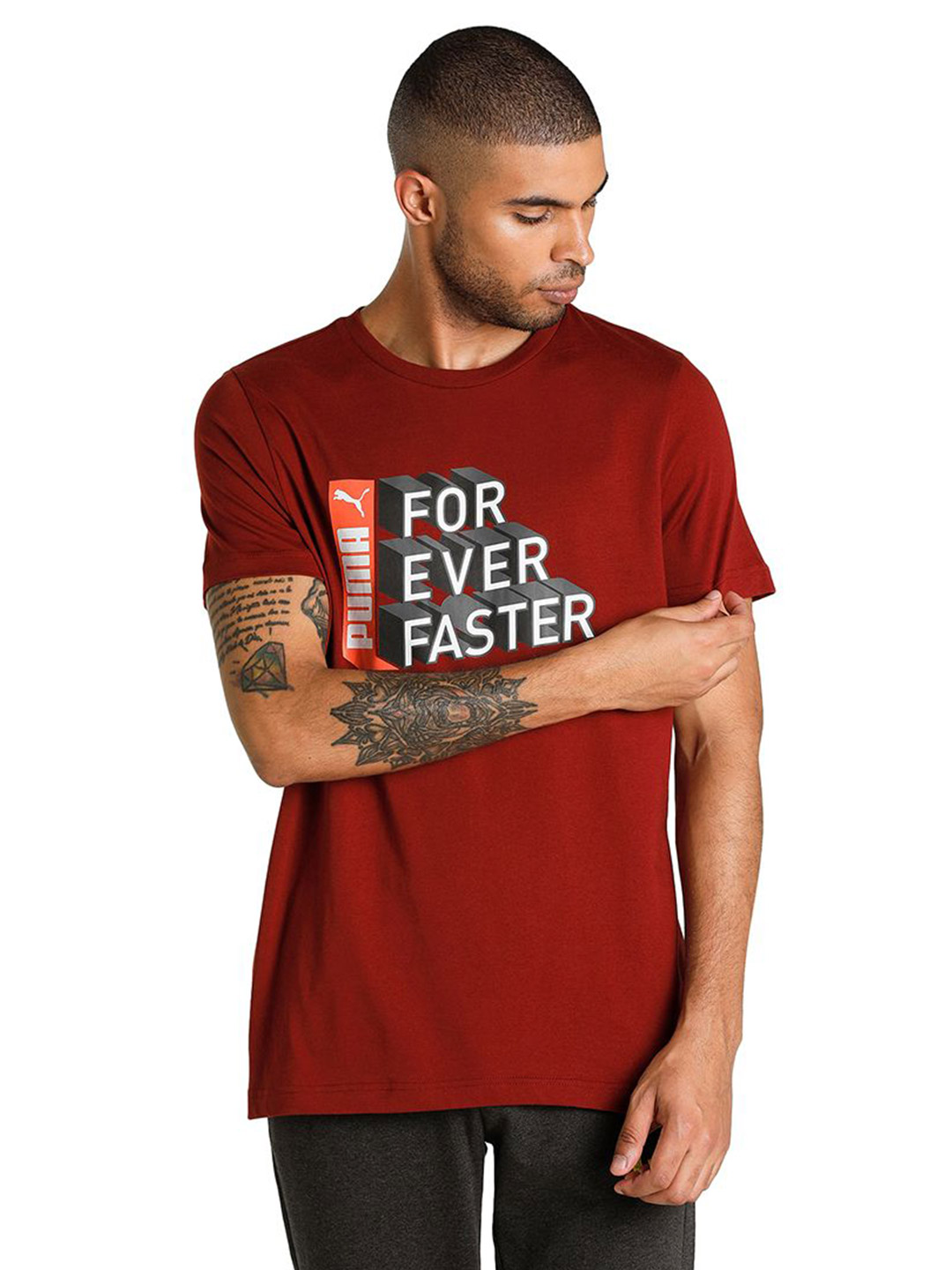 Men Intense Red Printed FF Graphic T-Shirt