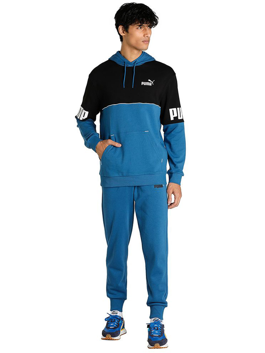 Puma Men Lake Blue Printed Power Colourblock Hoodie (5)