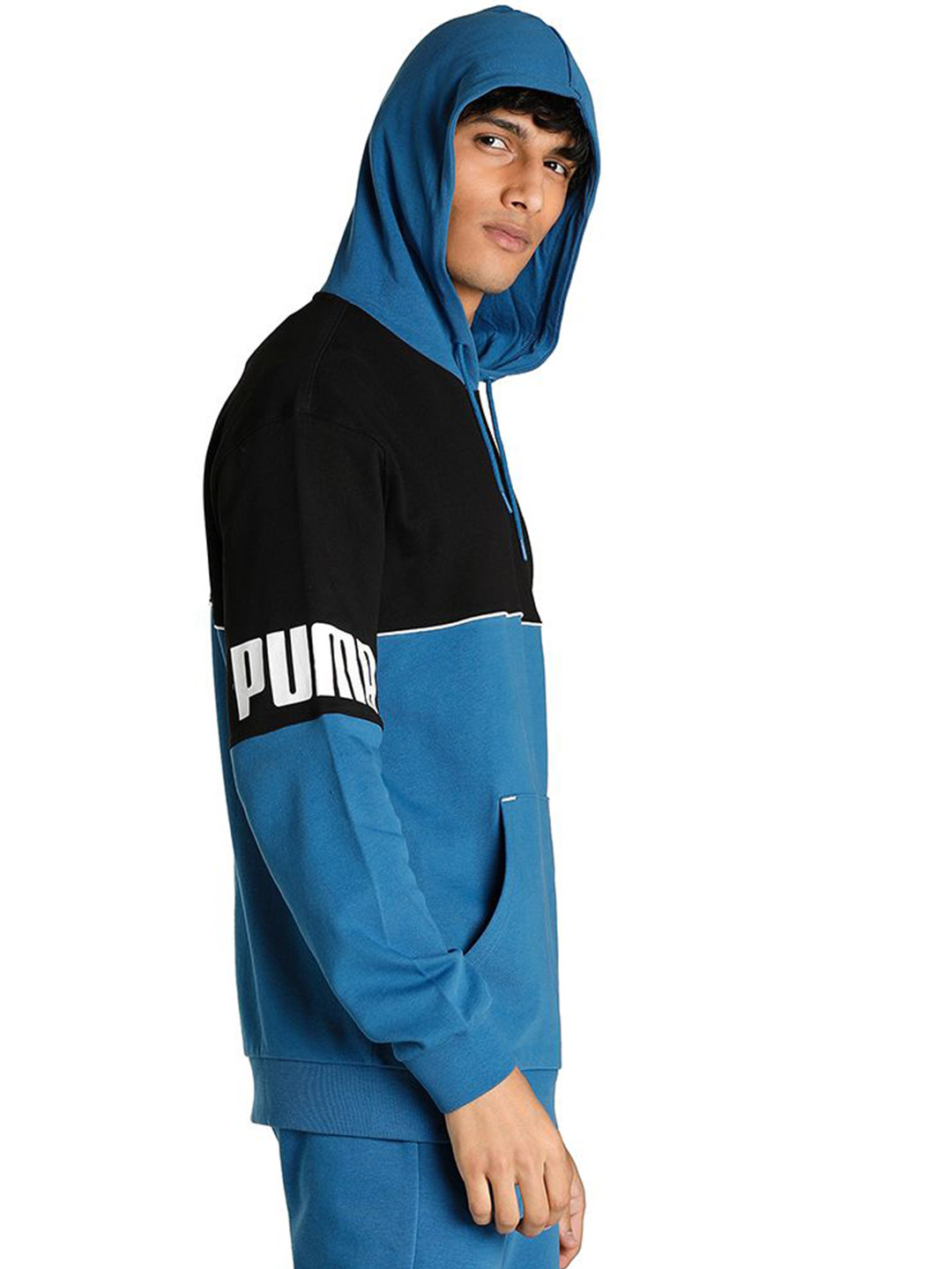 Puma Men Lake Blue Printed Power Colourblock Hoodie (2)