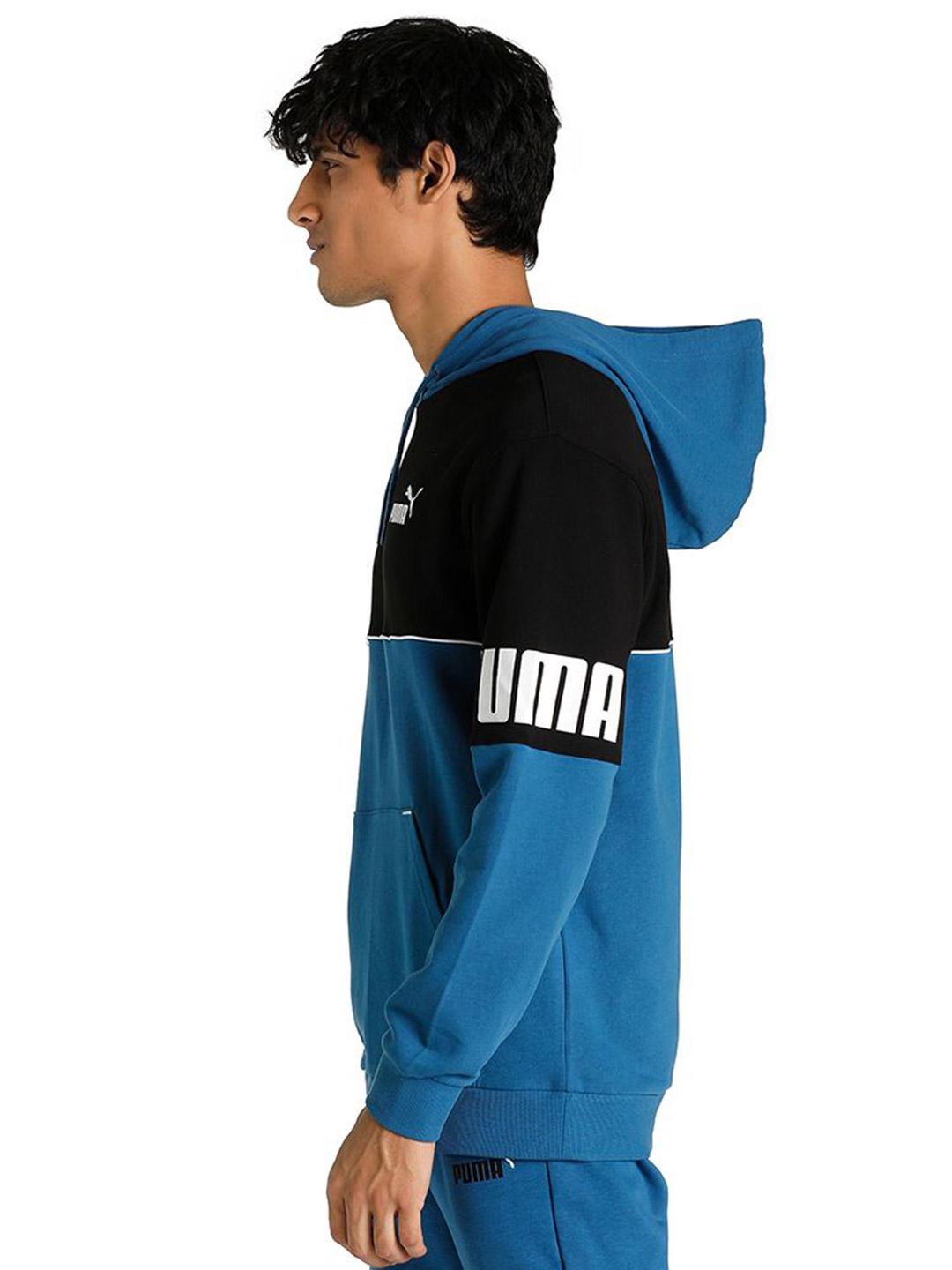 Puma Men Lake Blue Printed Power Colourblock Hoodie (4)