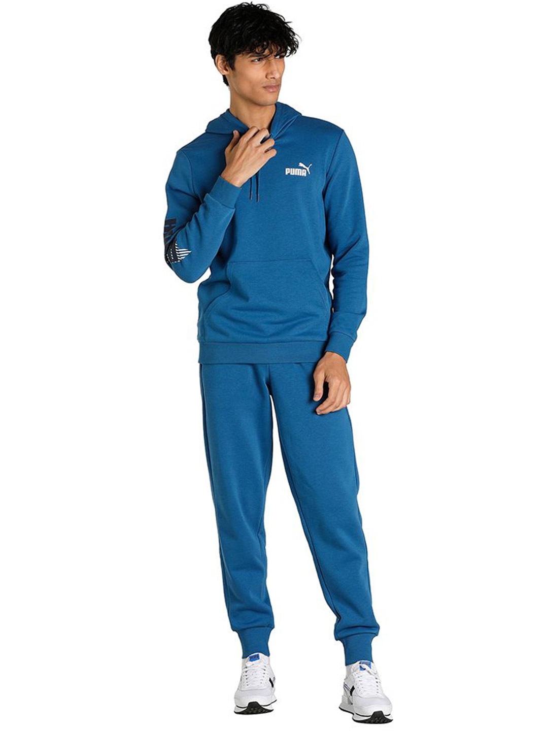 Puma Men Lake Blue Printed Power Logo Hoodie (5)