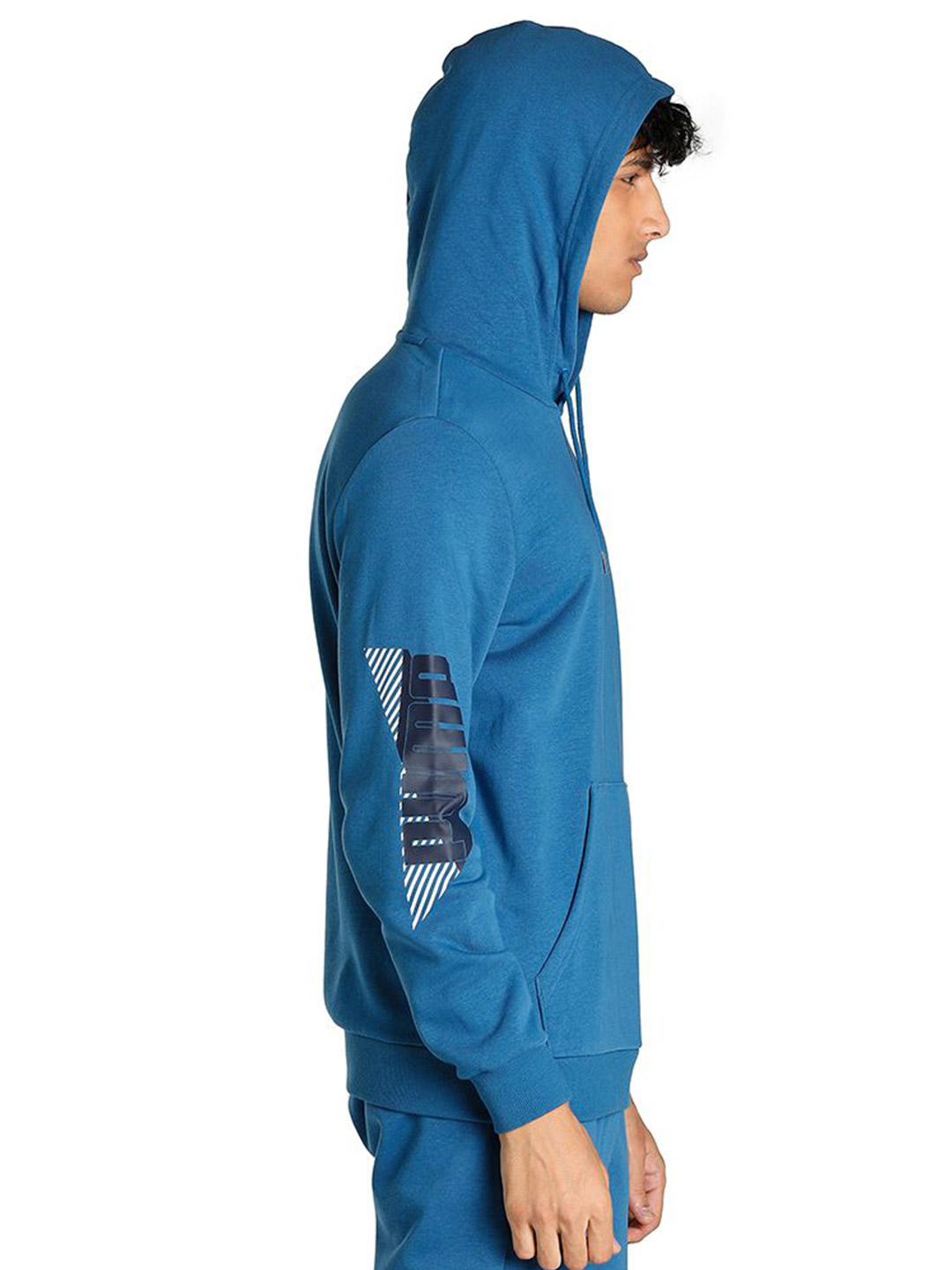 Puma Men Lake Blue Printed Power Logo Hoodie (4)