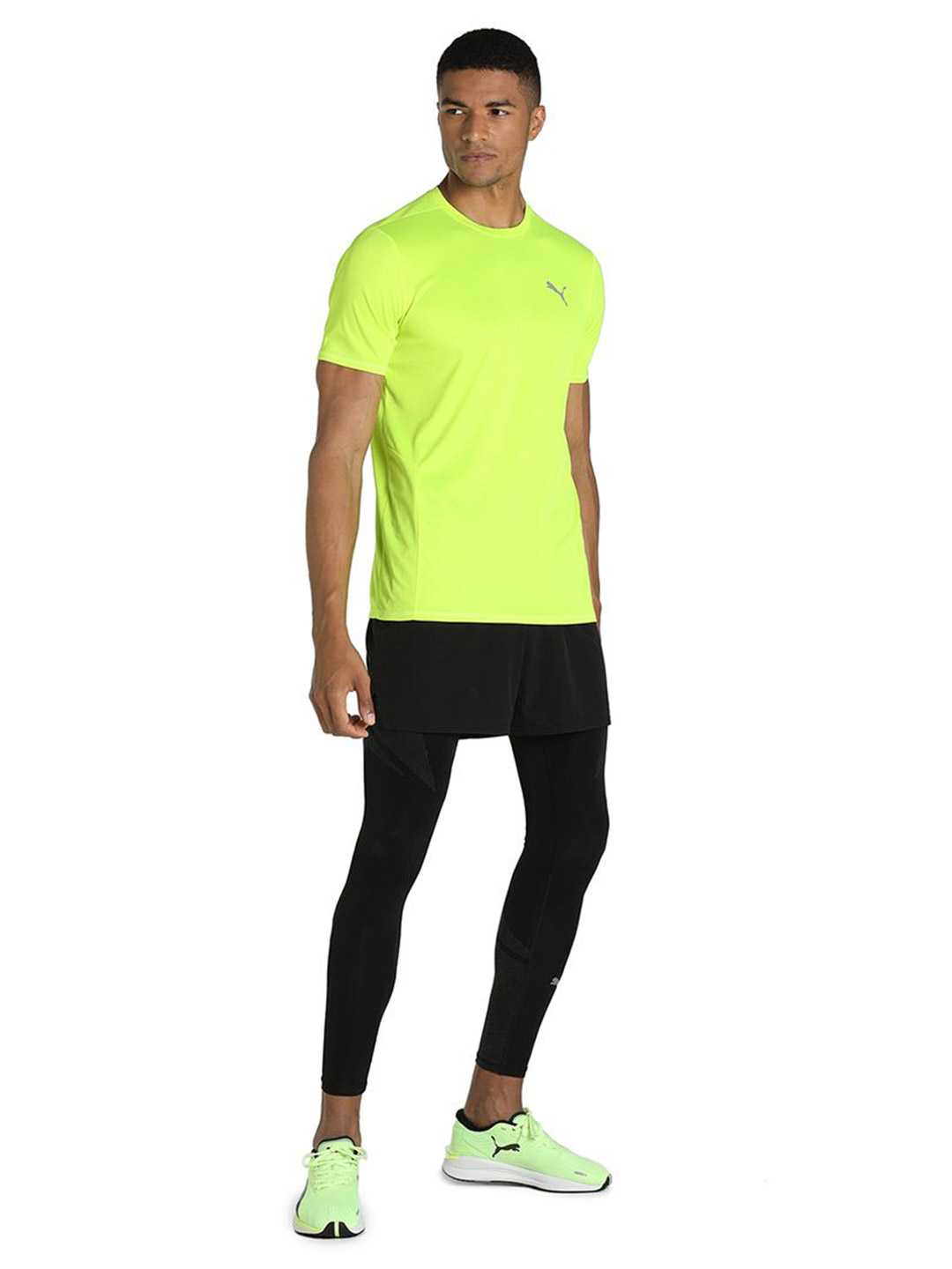 Puma Men Lime Squeeze Printed Favourite Short Sleeve Running T-shirt (5)