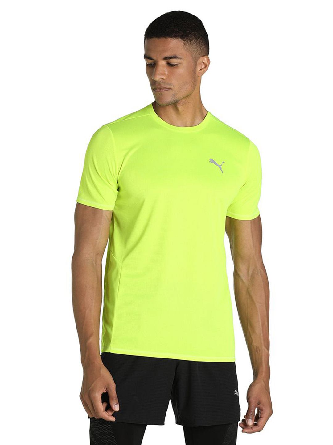Men Lime Squeeze Printed Favourite Short Sleeve Running T-shirt