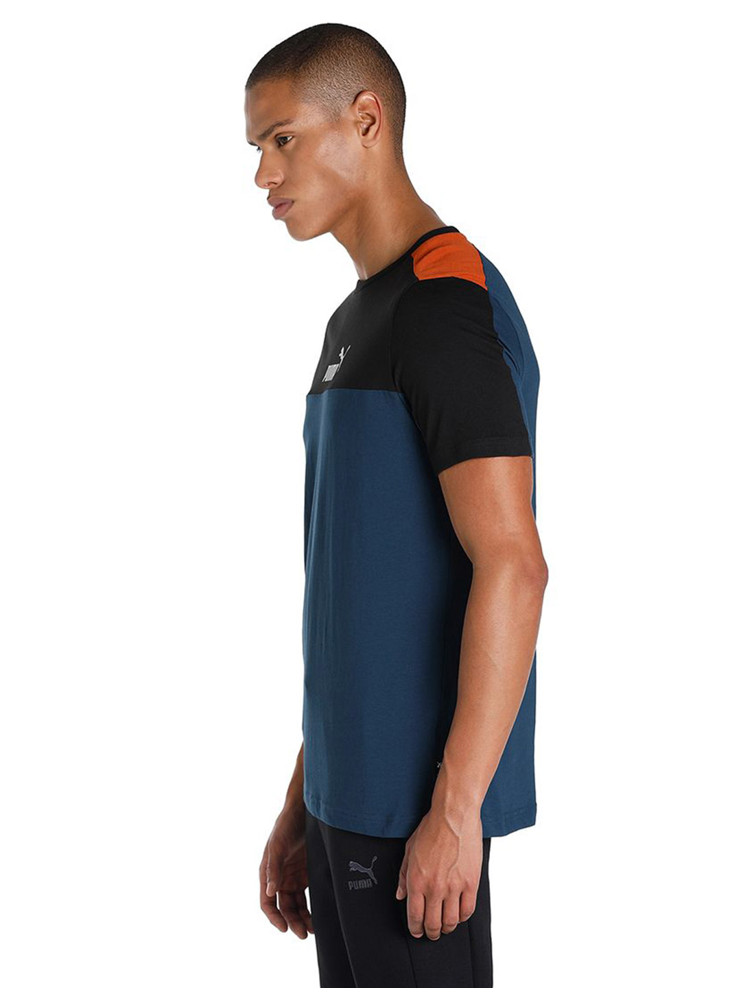Puma Men Marine Blue Printed Essentials+ Block T-shirt (3)