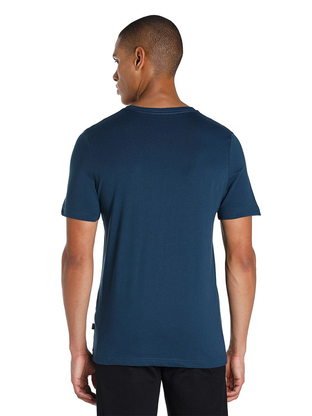 Puma Men Marine Blue Printed Essentials Logo Regular Fit T-shirt (3)