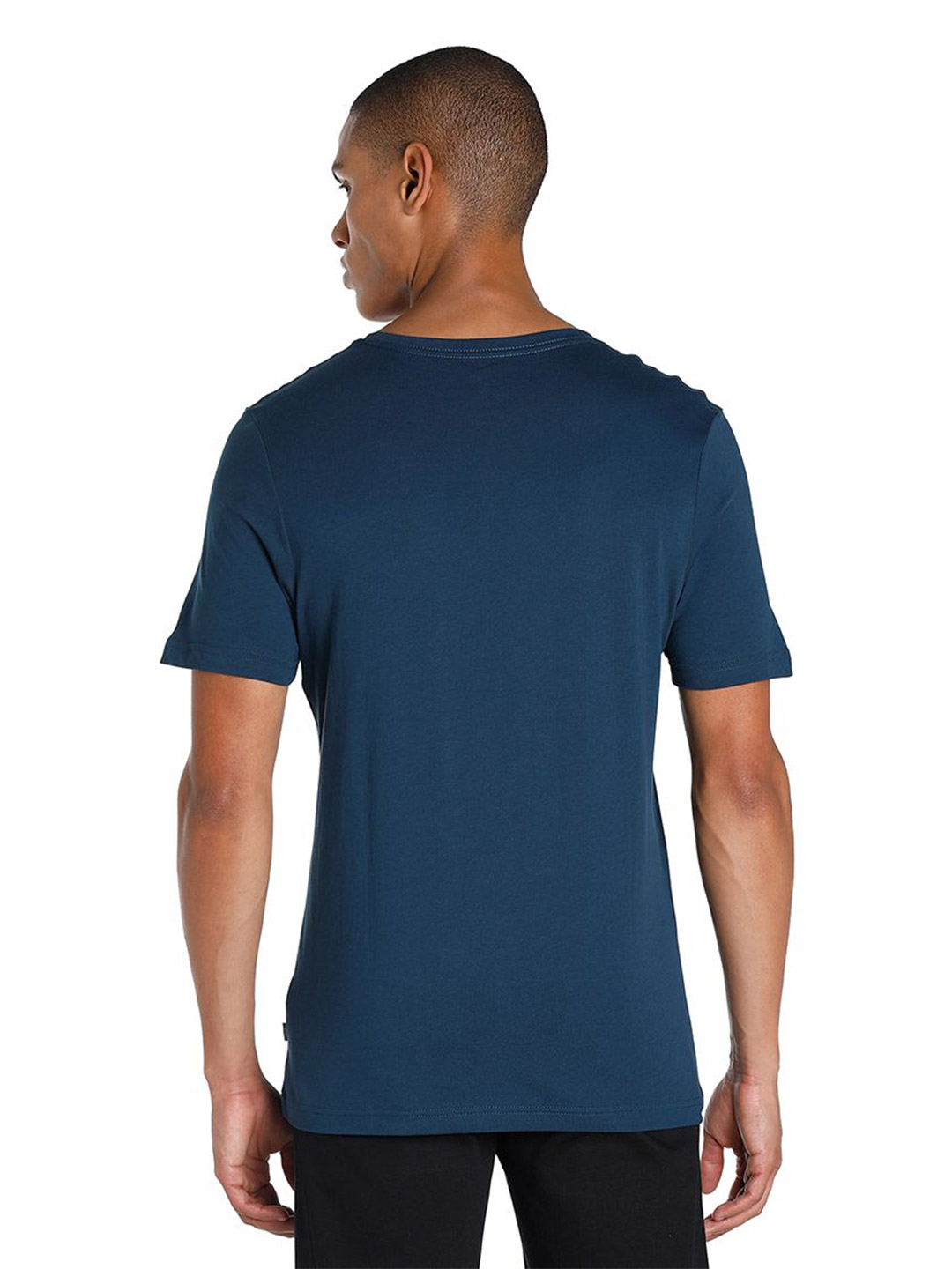 Puma Men Marine Blue Printed Essentials Small Logo Regular Fit T-shirt (3)