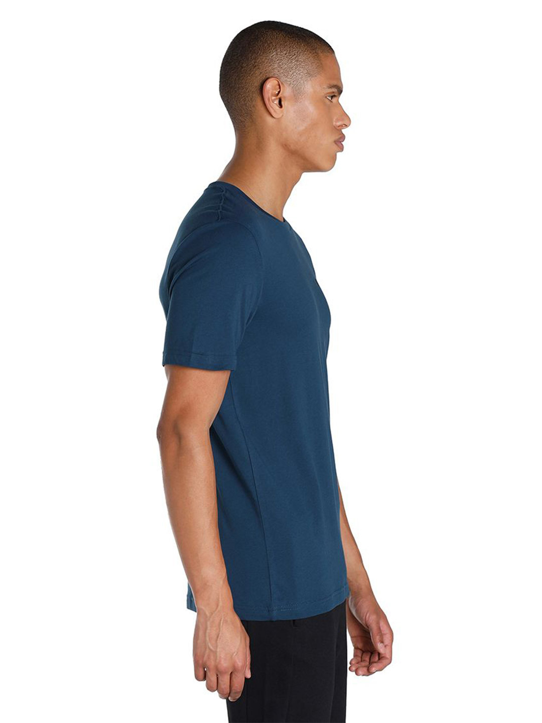 Puma Men Marine Blue Printed Essentials Small Logo Regular Fit T-shirt (4)