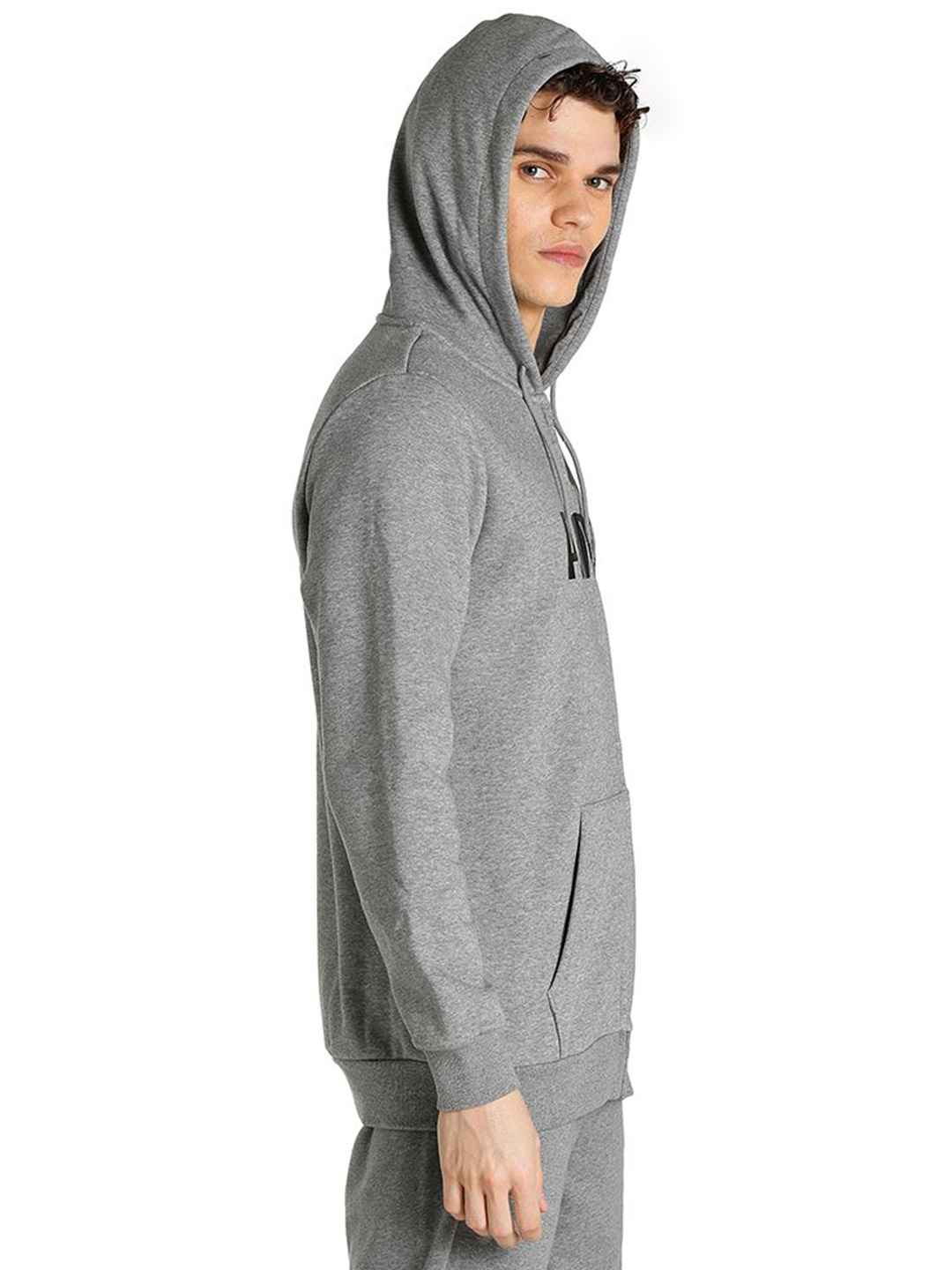 Puma Men Medium Gray Heather Printed Essential Big Logo Full-Zip Regular Fit Hoodie (2)
