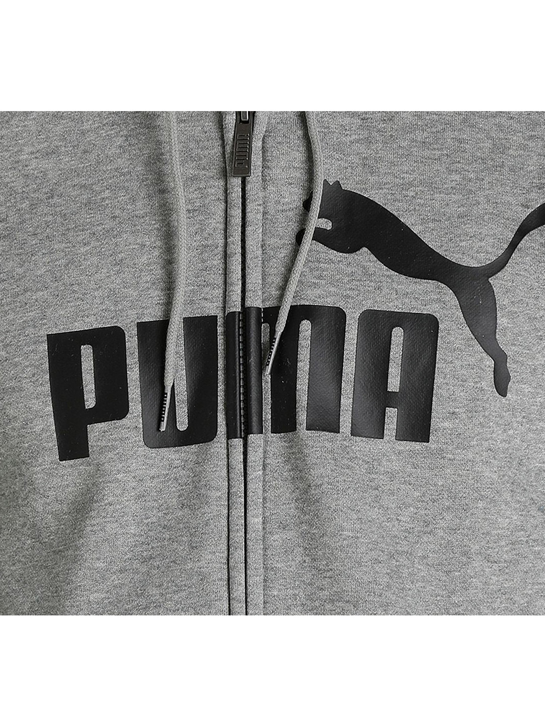 Puma Men Medium Gray Heather Printed Essential Big Logo Full-Zip Regular Fit Hoodie (5)