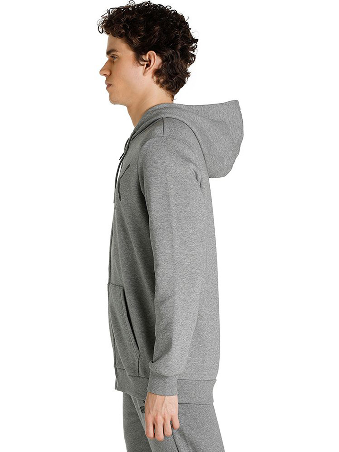 Puma Men Medium Gray Heather Printed Essential Big Logo Full-Zip Regular Fit Hoodie (4)