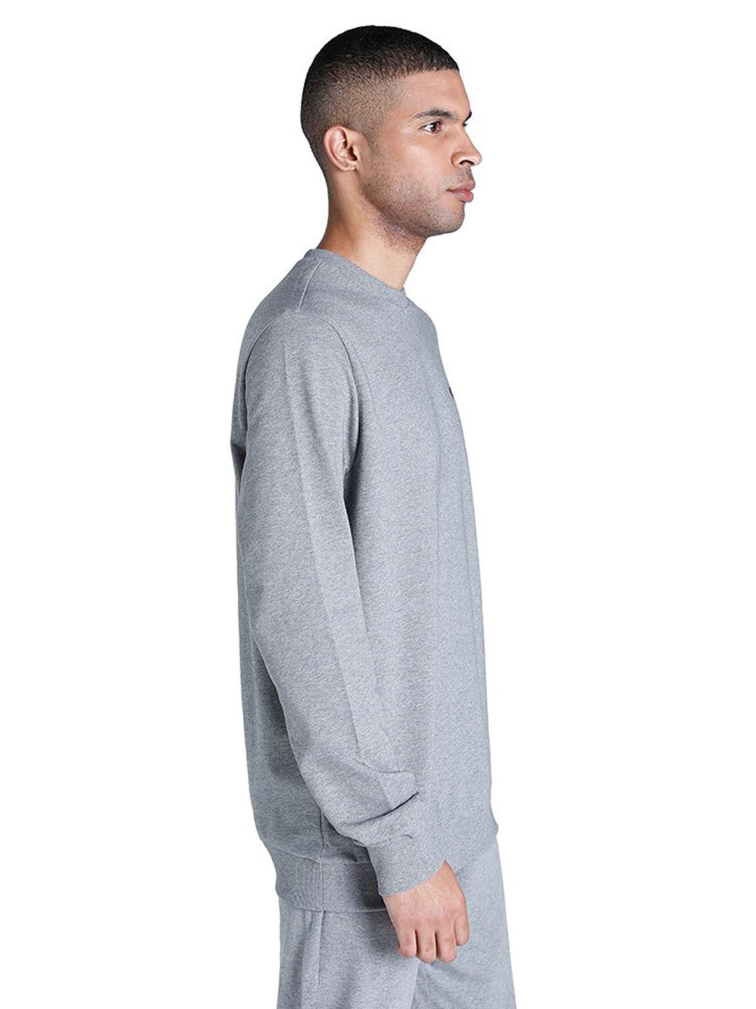 Puma Men Medium Gray Heather Printed Essentials Logo Regular Fit T-Shirt (4)