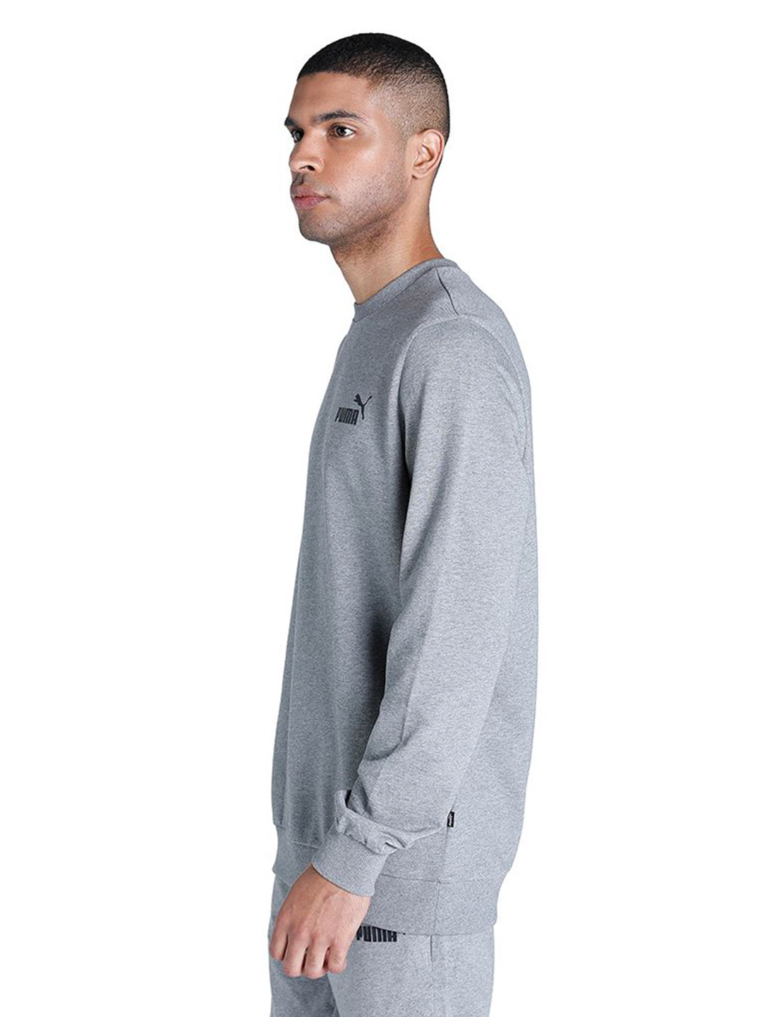 Puma Men Medium Gray Heather Printed Essentials Logo Regular Fit T-Shirt (2)