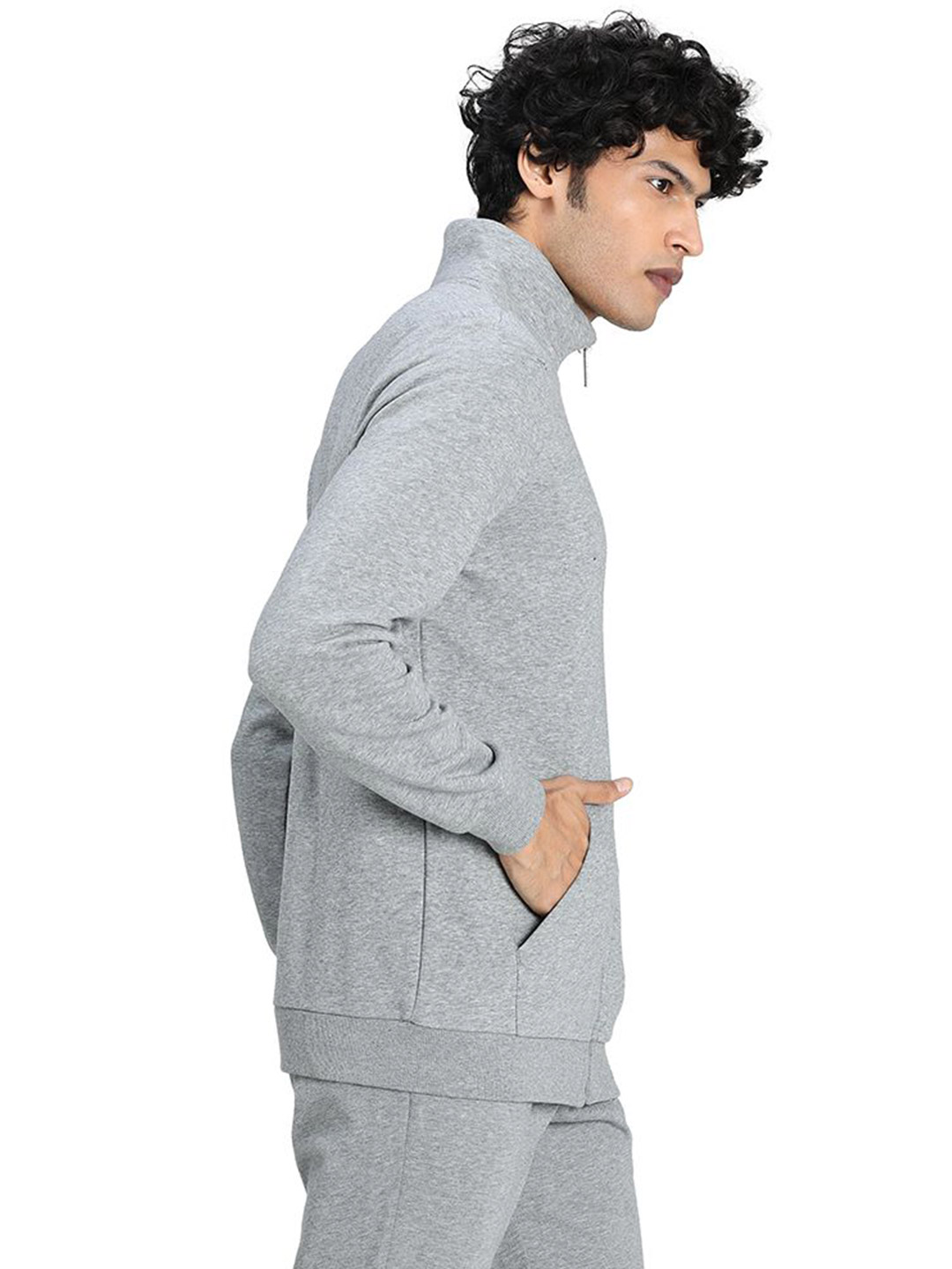 Puma Men Medium Gray Heather Printed Essentials Regular Fit Track Jacket (4)