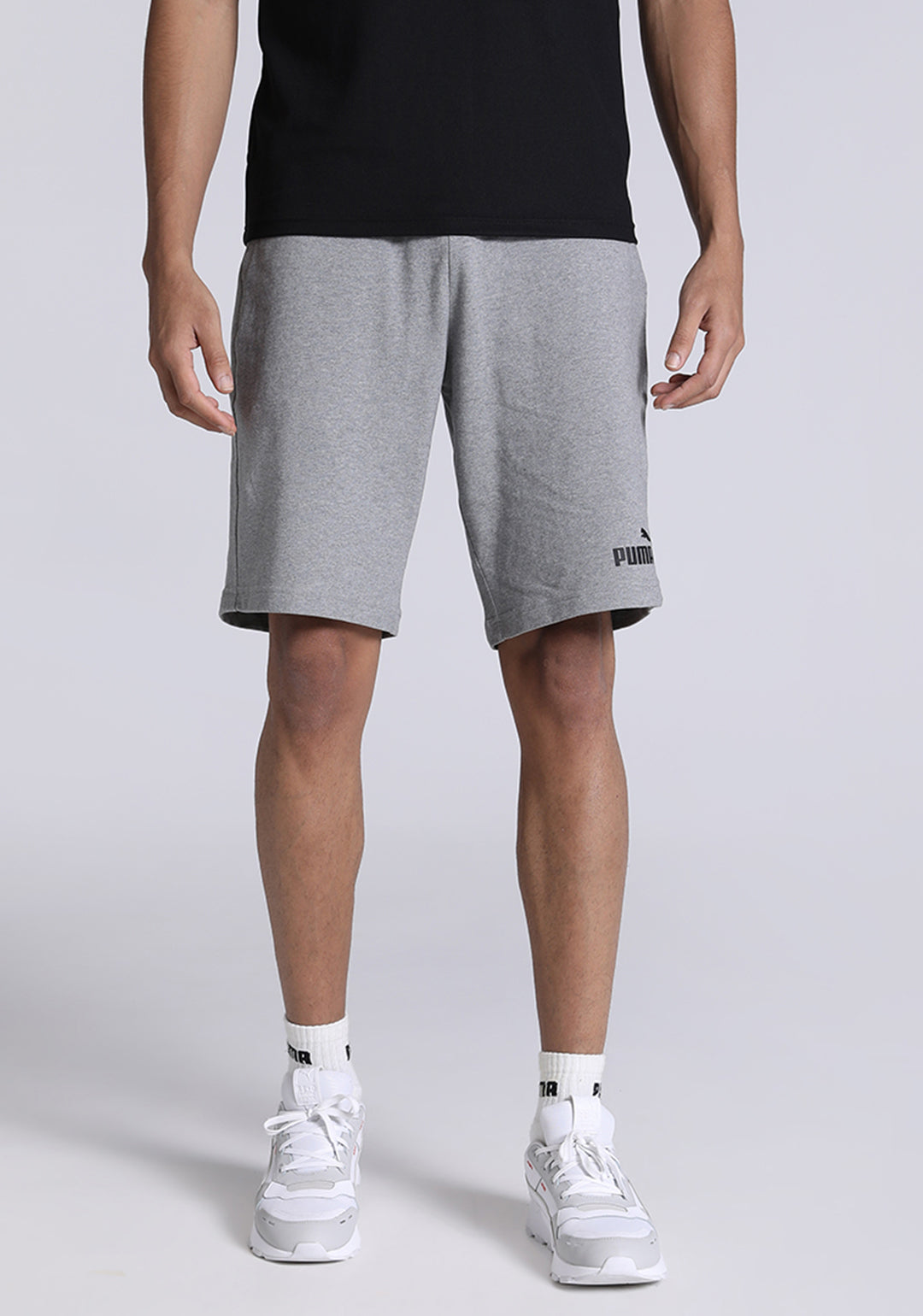 Men Medium Gray Heather Solid ESS Jersey Shorts