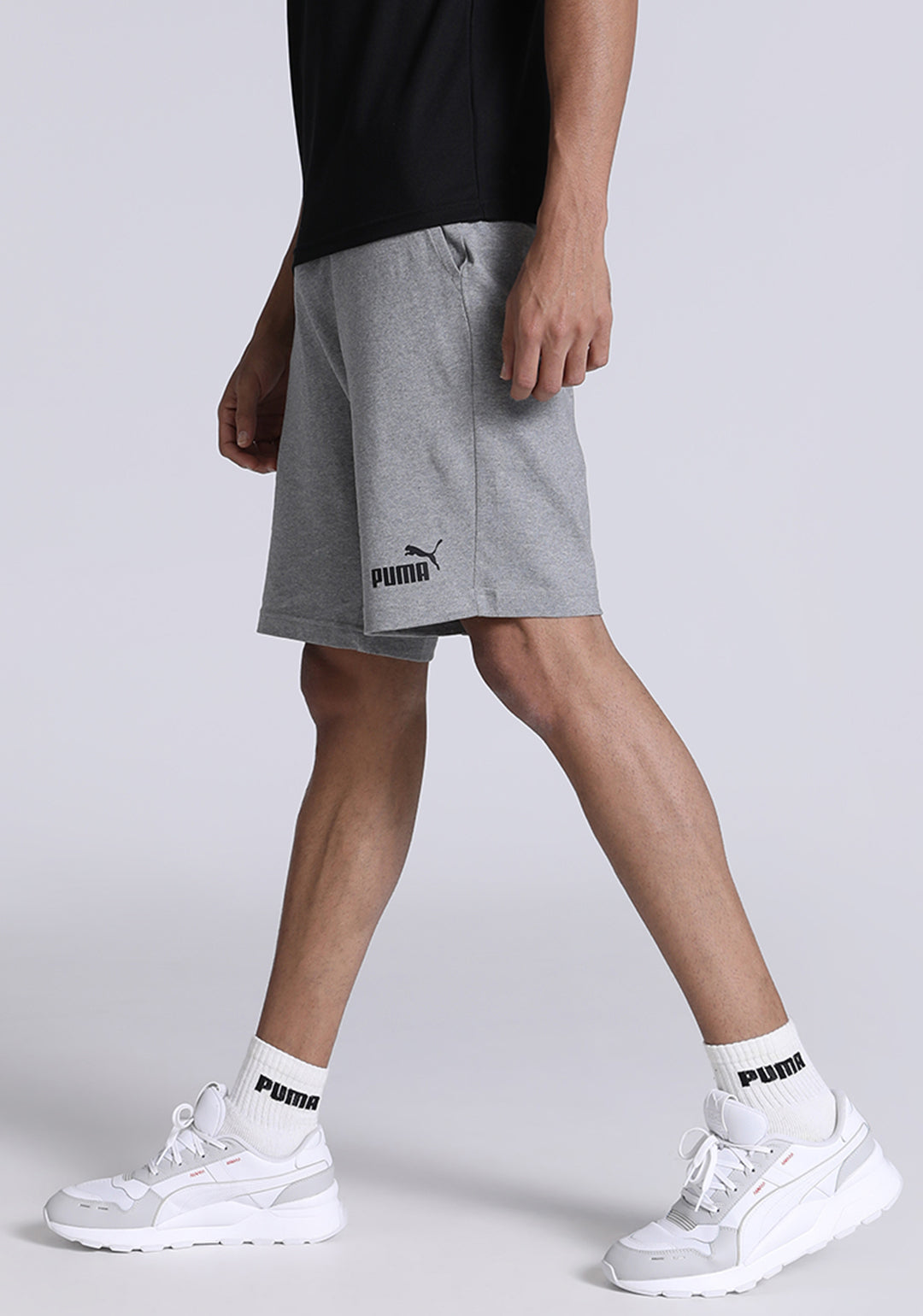 Puma Men Medium Gray Heather Solid ESS Jersey Shorts (2)