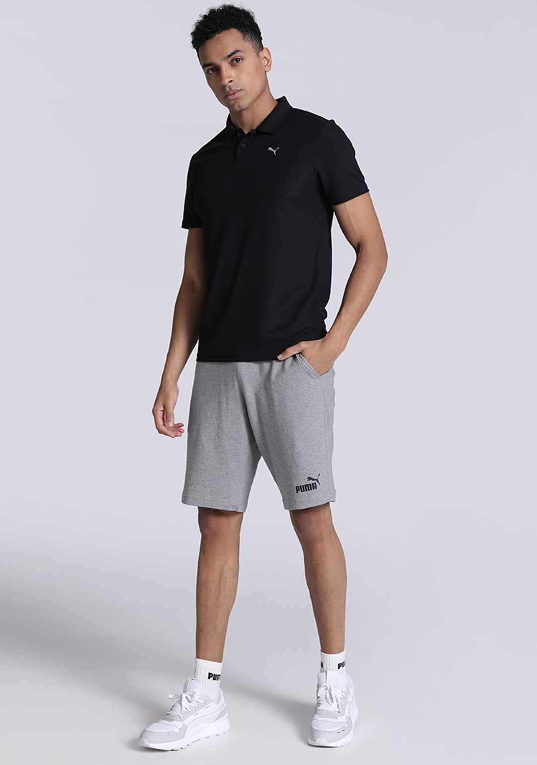 Puma Men Medium Gray Heather Solid ESS Jersey Shorts (4)
