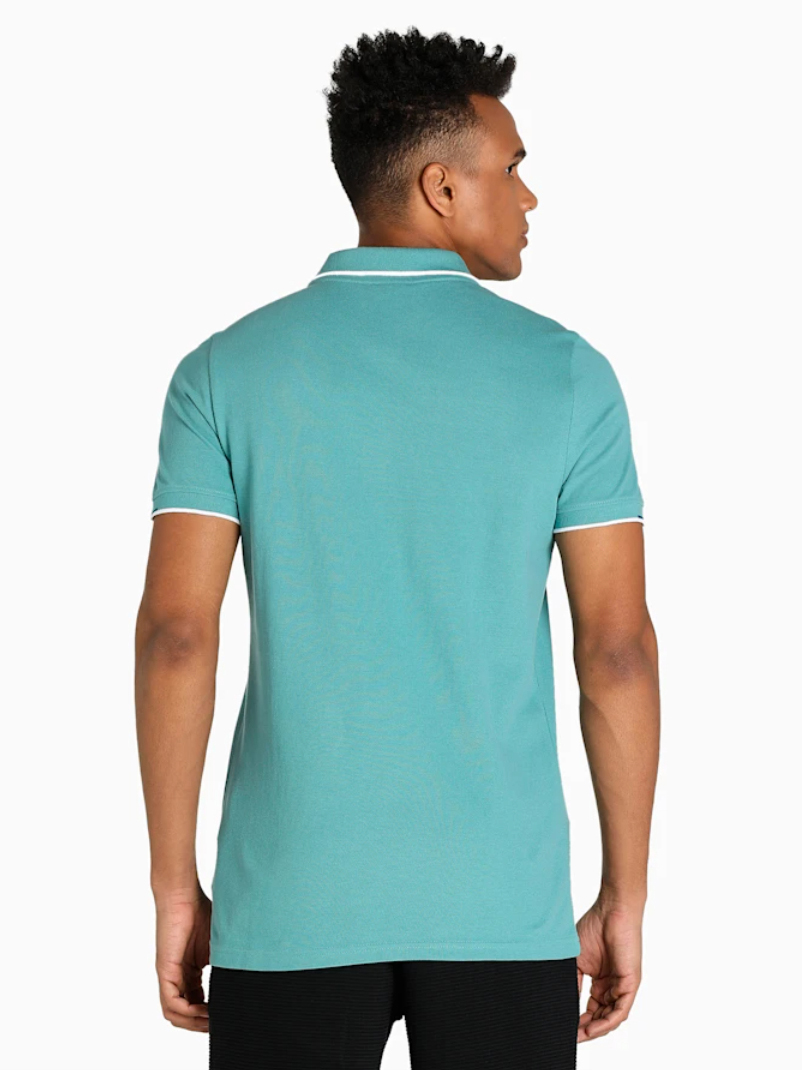 Puma Men Mineral Blue Solid Polo Collat Half Sleeves T-Shirt (2)