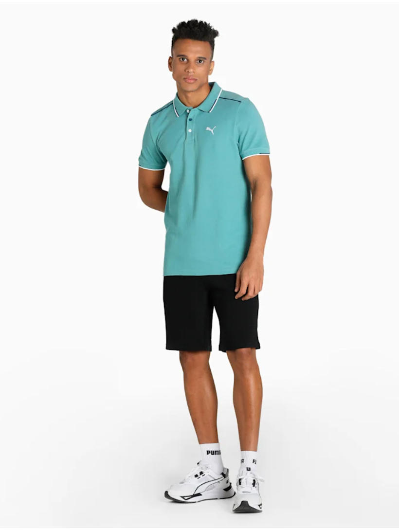 Puma Men Mineral Blue Solid Polo Collat Half Sleeves T-Shirt (3)