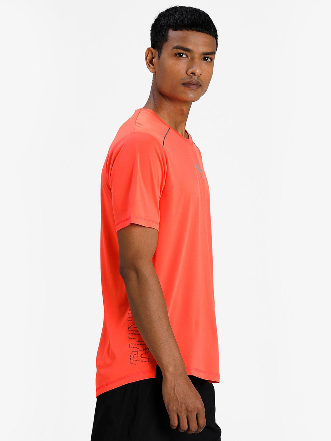 Puma Men Orange Solid Run Cooladapt T-Shirts (4)