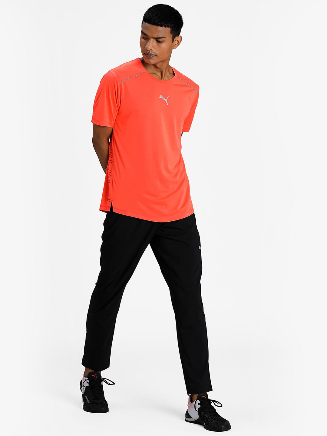 Puma Men Orange Solid Run Cooladapt T-Shirts (5)