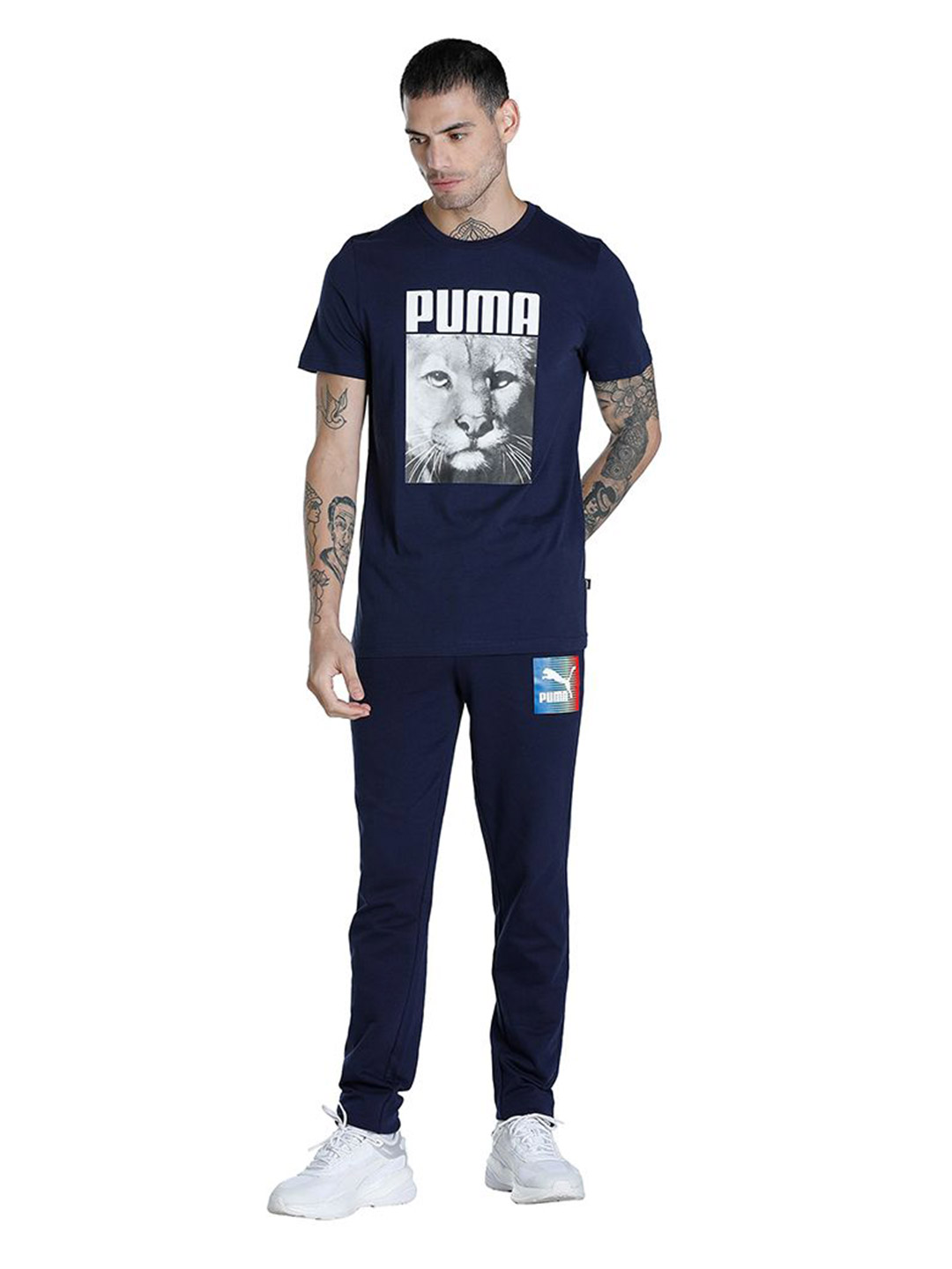 Puma Men Peacoat Printed Cat Graphic T-Shirt (5)