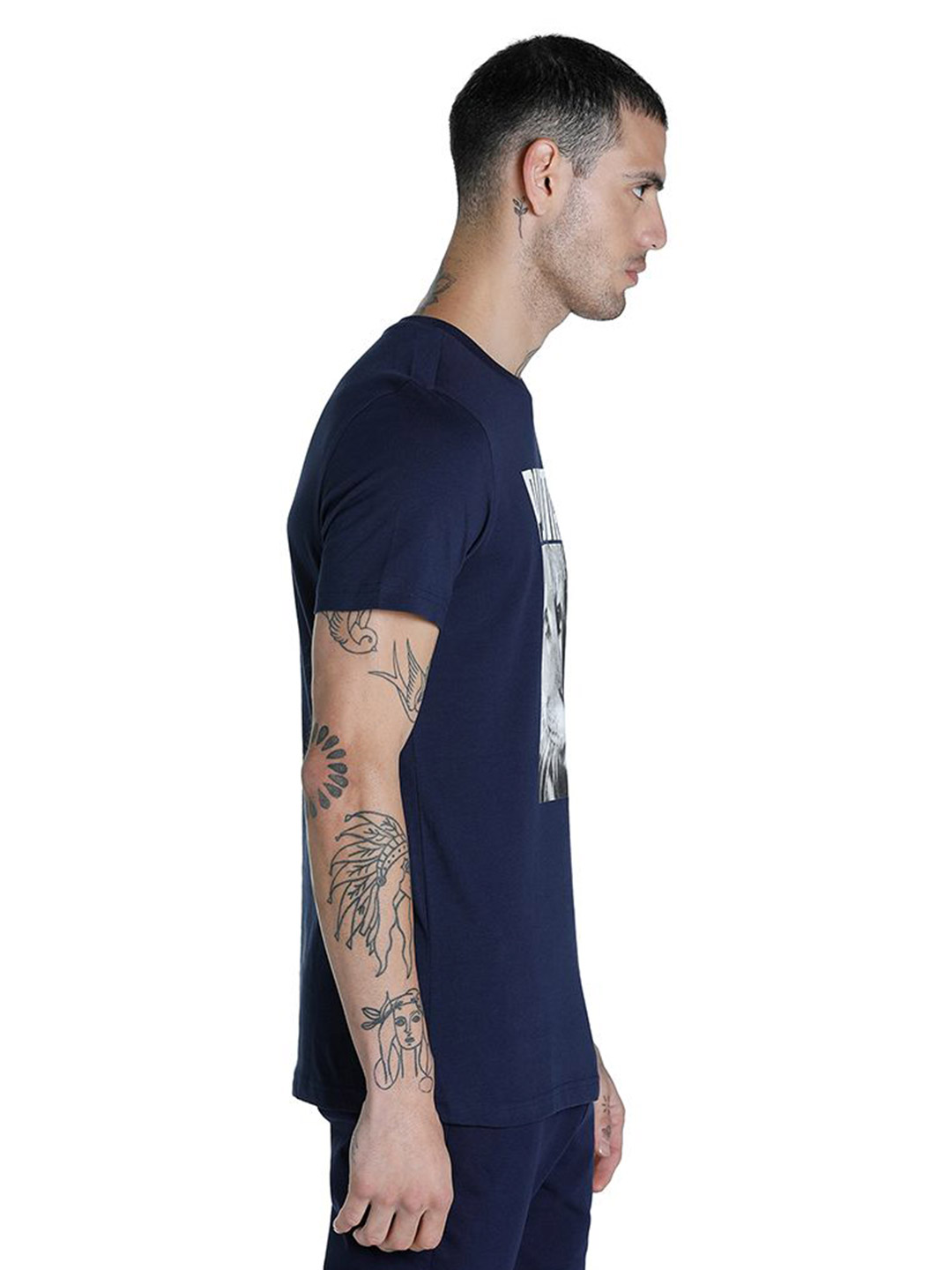 Puma Men Peacoat Printed Cat Graphic T-Shirt (2)