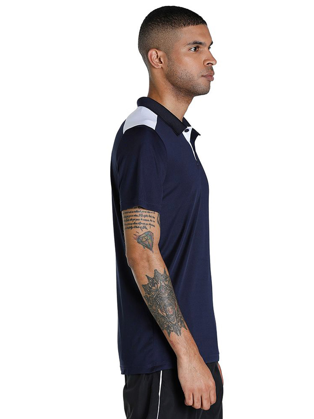 Puma Men Peacoat Printed Color Block Train Polo T-Shirt (4)