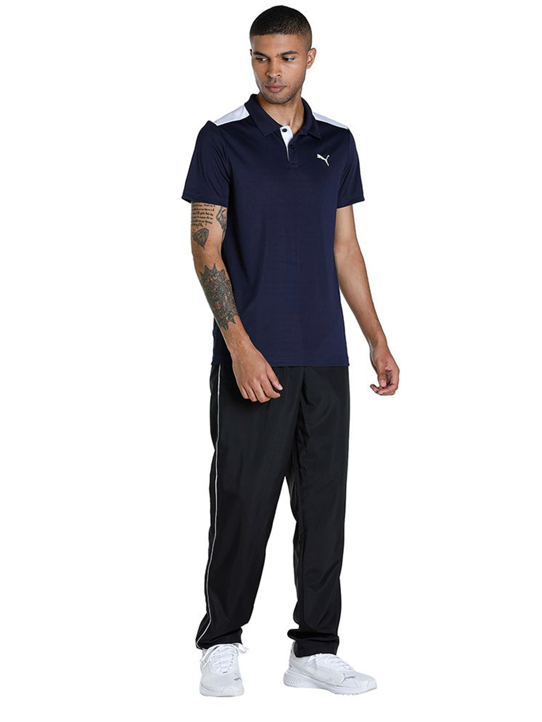 Puma Men Peacoat Printed Color Block Train Polo T-Shirt (5)