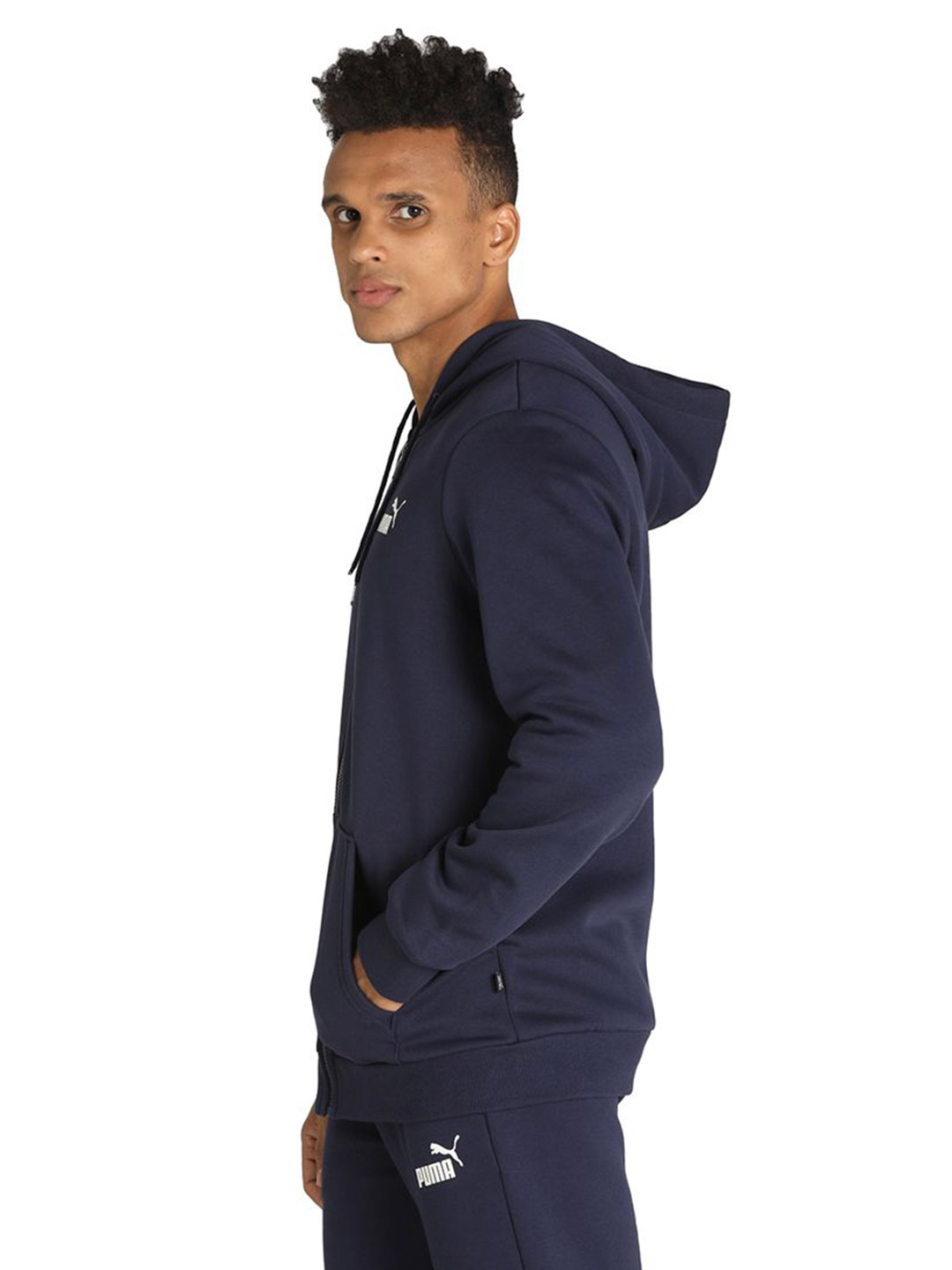Puma Men Peacoat Printed Essentials Small Logo Full-Zip Regular Fit Hoodie (2)